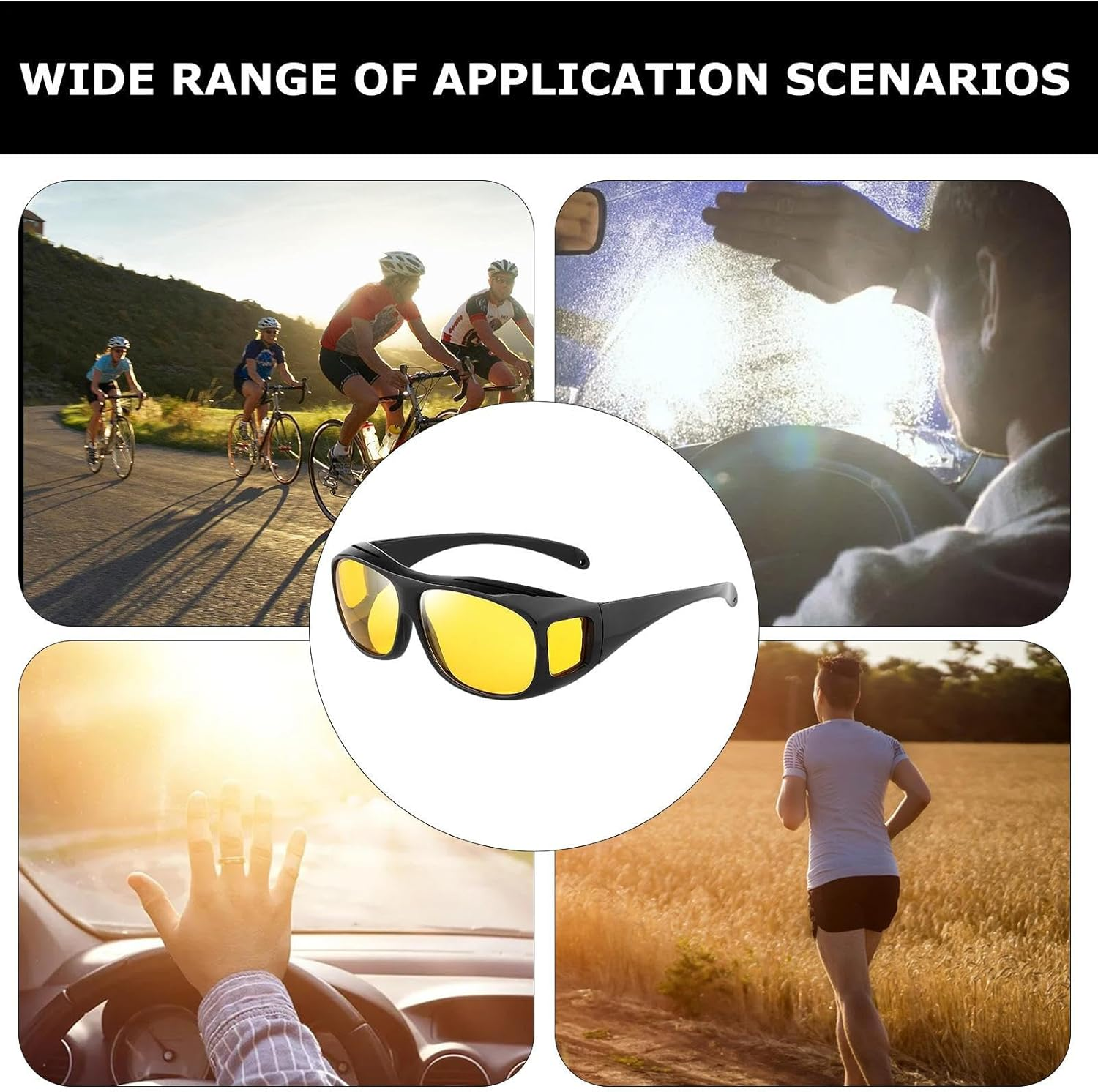 Night Driving Glasses - Polarised Visual Corn Army with Glossy, Yellow Tinted Colours Fit over , Reinforced Clarity Lenses for Roads, Men Women Comfort Design image number 1