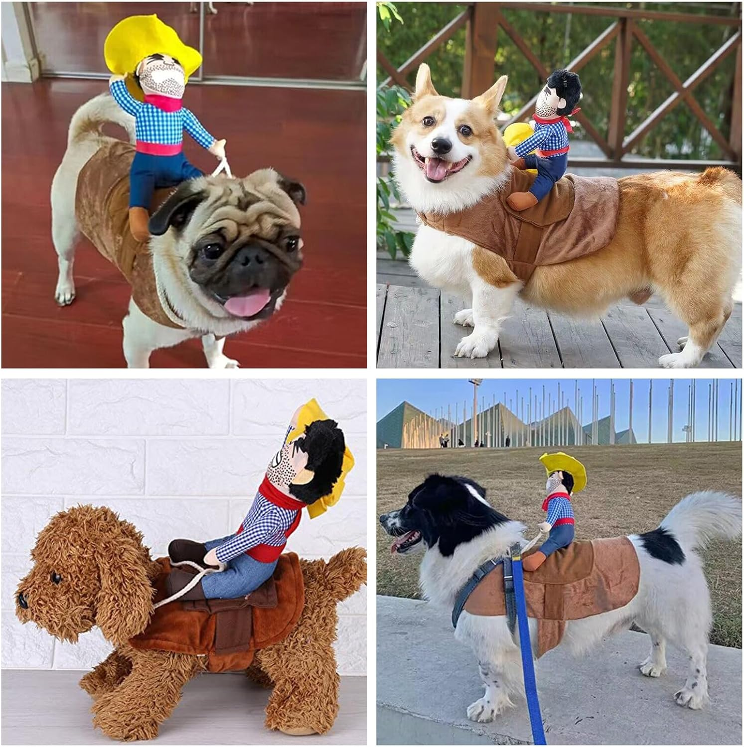 Proxima Direct Halloween Dog Costume, Pet Halloween Party Cosplay Clothes Funny Cat Doll Cowboy Rider with Hat, Adjustable Suit for Small Dogs Cats Kitten Puppy Pets (L) image number 1