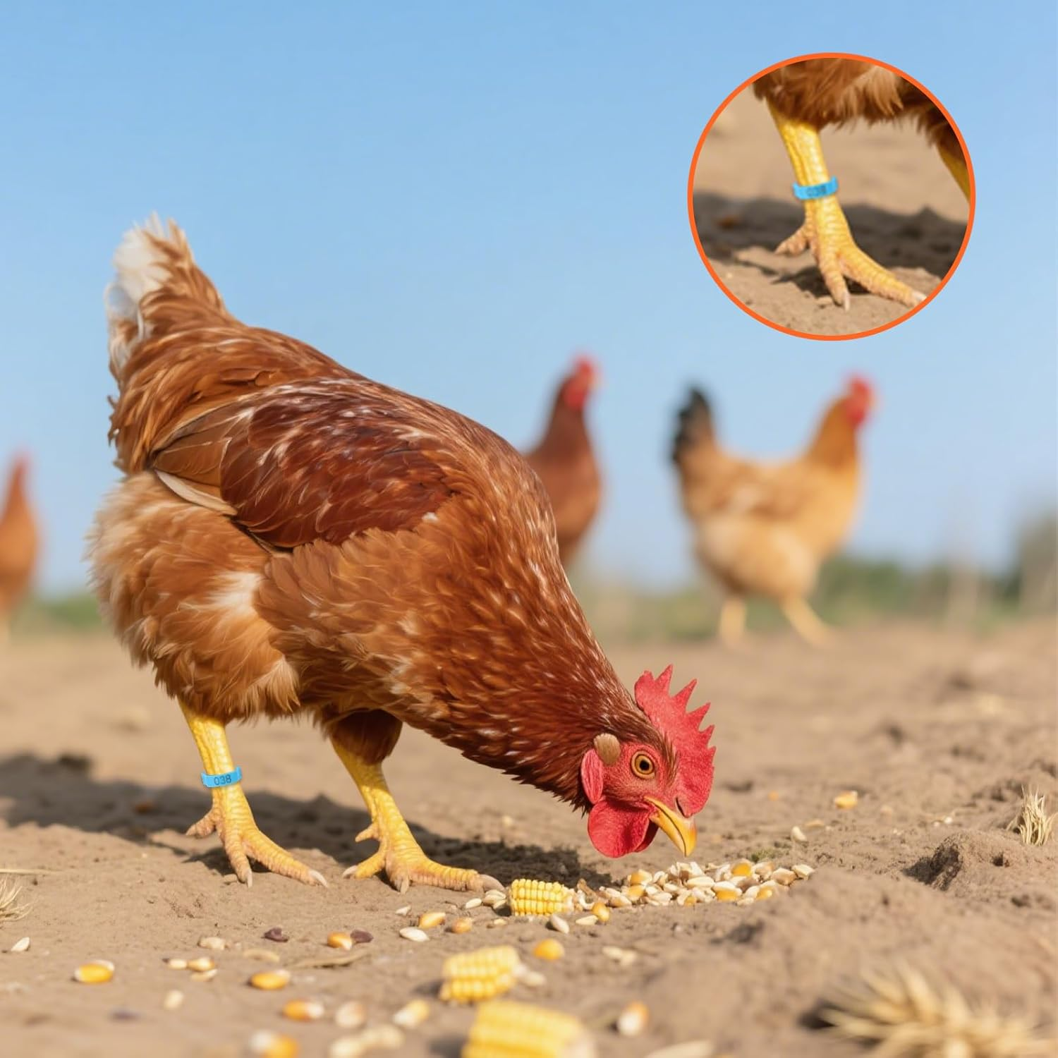 100Pcs Chicken Leg Bands, 5 Color Adjustable Poultry Leg Rings with Numbers 1-100 Chicken Identification Tag for Ducks Turkey Goose image number 5