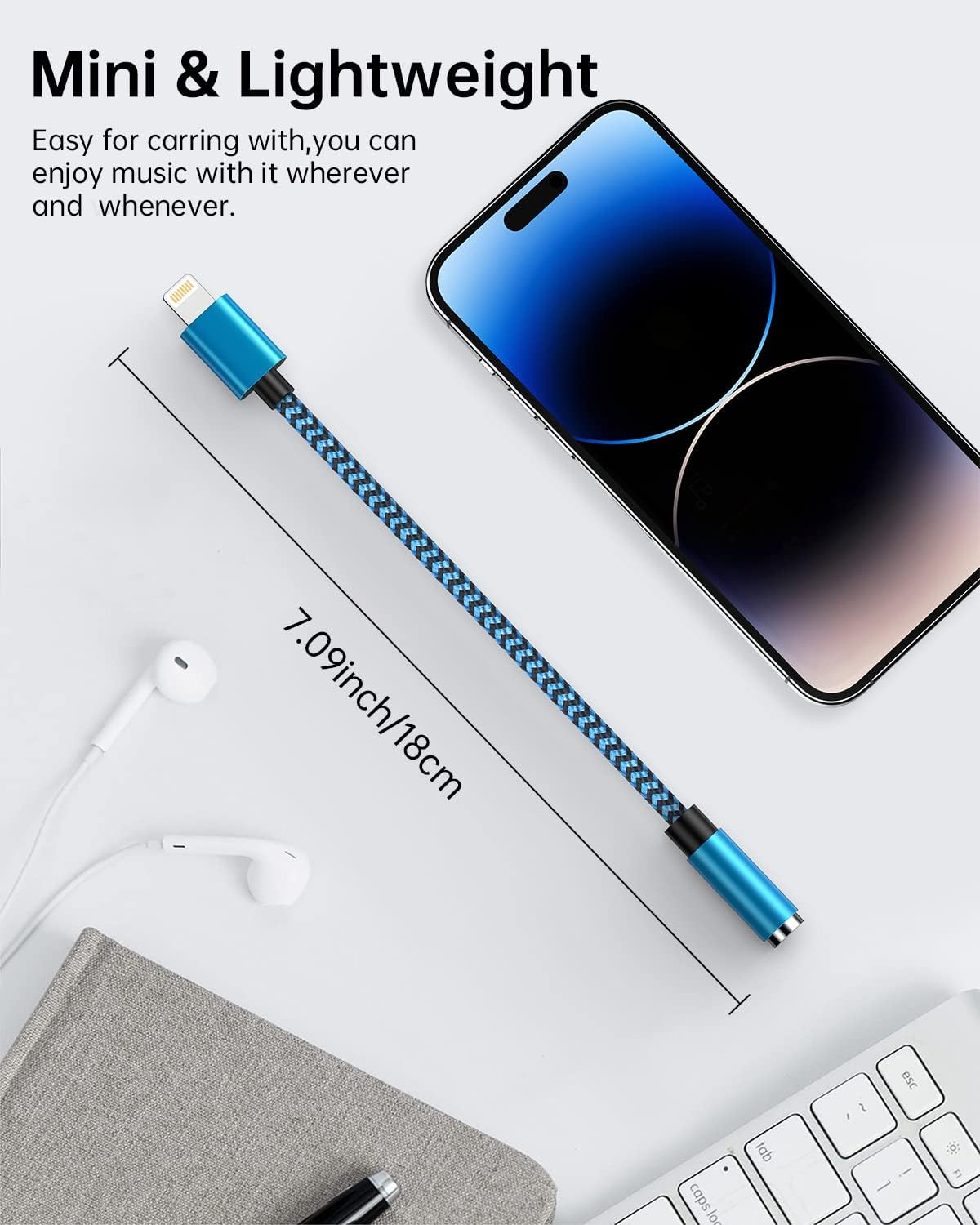 Iphone Headphone Adapter, 2Pack Dongle Lightning to 3.5Mm Jack Converter Braided Audio Aux Cord Earbuds Splitter Adaptor Compatible with Iphone 14 13 12 11 Pro Max X XR XS SE 8 7 plus Ipad Ipod image number 6