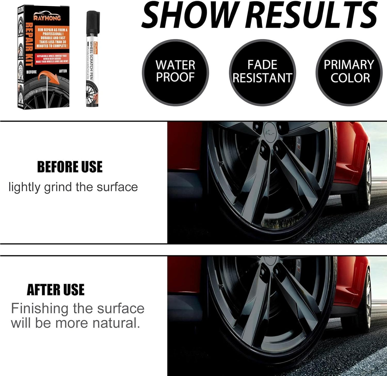 Wheel Repair Kit,Wheel Touch up Kit - Wheel Scratch Repair Kit for Car Truck Vehicle, Quick and Easy Fix Universal Colors Dobooo image number 2