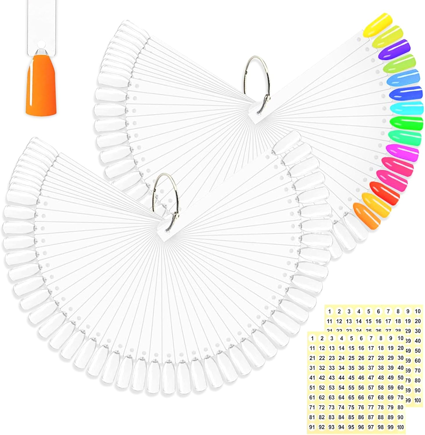 BQAN 100Pcs Nail Swatch Sticks with Ring, Nails Art Display/Practice Sticks for Nail Polish Display Tips image number 5