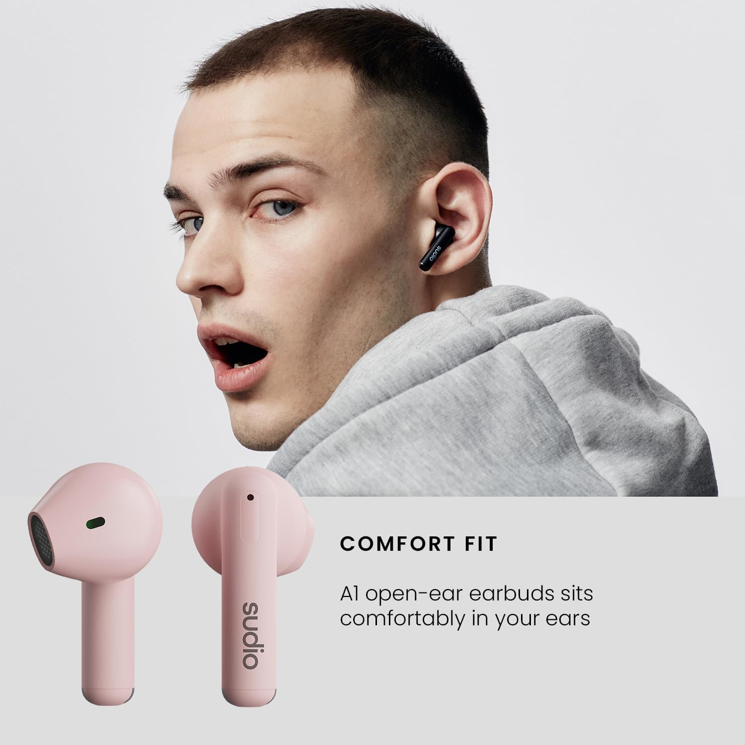 Sudio A1 Pink, Bluetooth Earphones, Touch Control with Compact Wireless Charging Cradle, IPX4 Protected, Noise-Permeable Headphones with Built-In Microphone, Premium Crystal Sound - Blue image number 7