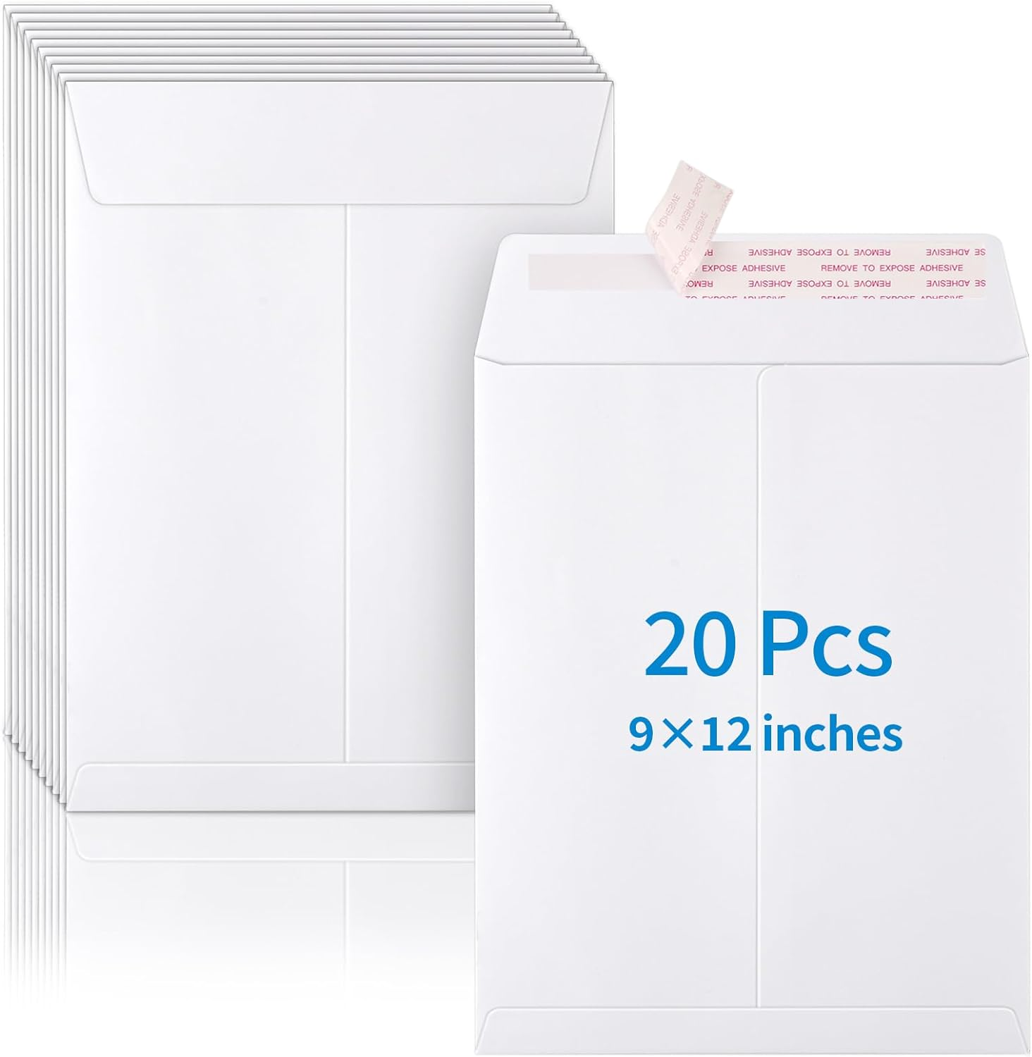 20 Pack Catalog Envelopes Self Seal, 9 X 12 Inches Catalog Mailing Envelopes, White Manila Envelopes for Mailing, Organize, Storage, Home, Office