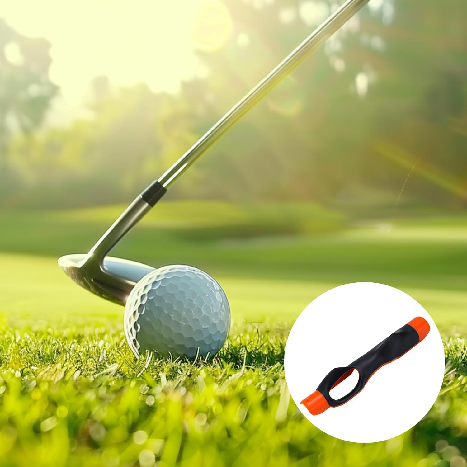 Golf Grip Trainer, Anti-Slip Golf Swing Trainer Practice Aid Accessories for Improving Hand Positioning on Golf Club for Beginner Learn Correct Grip Posture - Yellow image number 2