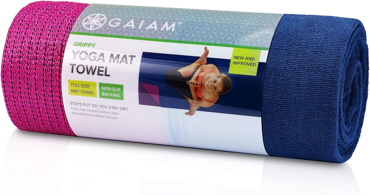 Gaiam Grippy Non Slip Yoga Mat Towel - Fast Drying Towel - Ideal for Hot Yoga - Microfiber and Machine Washable - Grip Backing image number 4