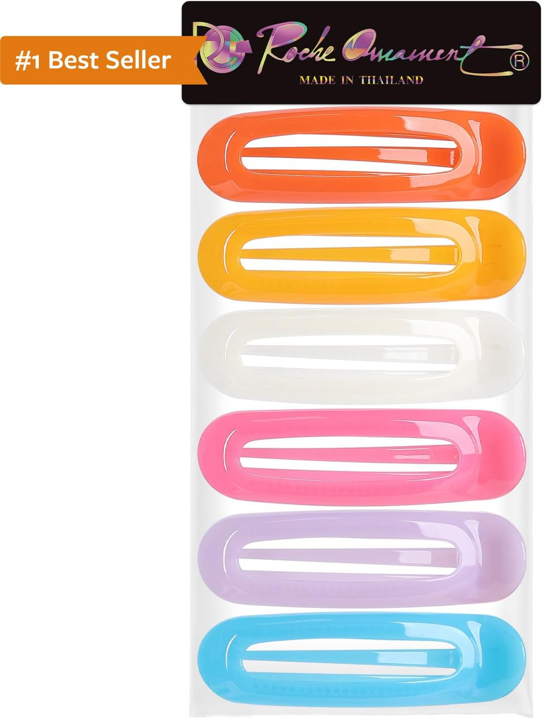 RC ROCHE 6 Pcs Flat Claw Hair Clips for Women Alligator French Barrette Long Thick Hair Duckbill Curved No Slip Grip Lay Flat Side Slide Firm Classic Styling, Large Jelly Candy Multicolor image number 6