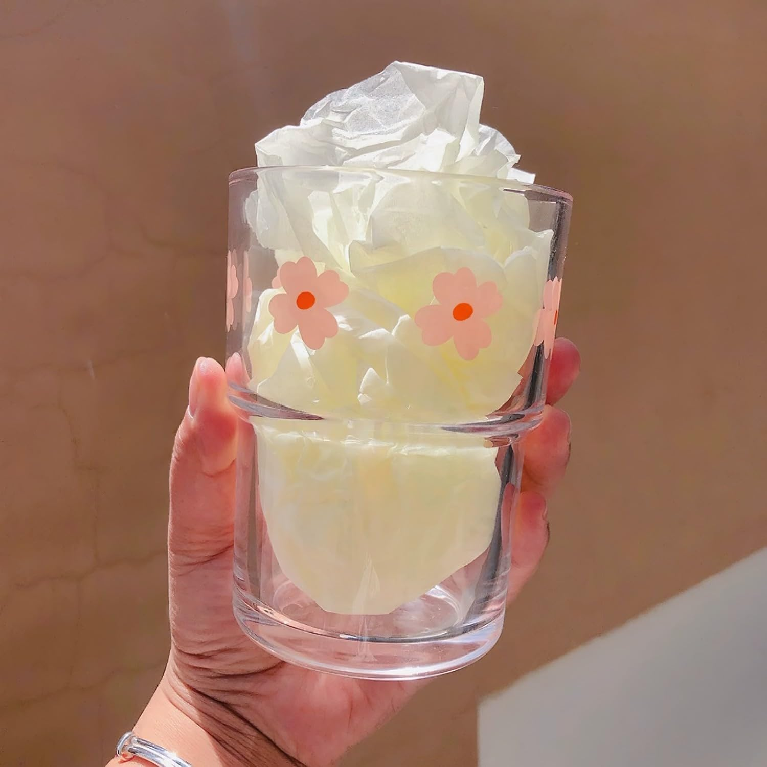 Olvini 13Oz Glass Tumbler with Glass Straw and Lid, Iced Coffee Cups Reusable, Water Cup, Coffee Tumbler, Glass Coffee Mugs, Drinking Glass Cups (Pink Flower) image number 5