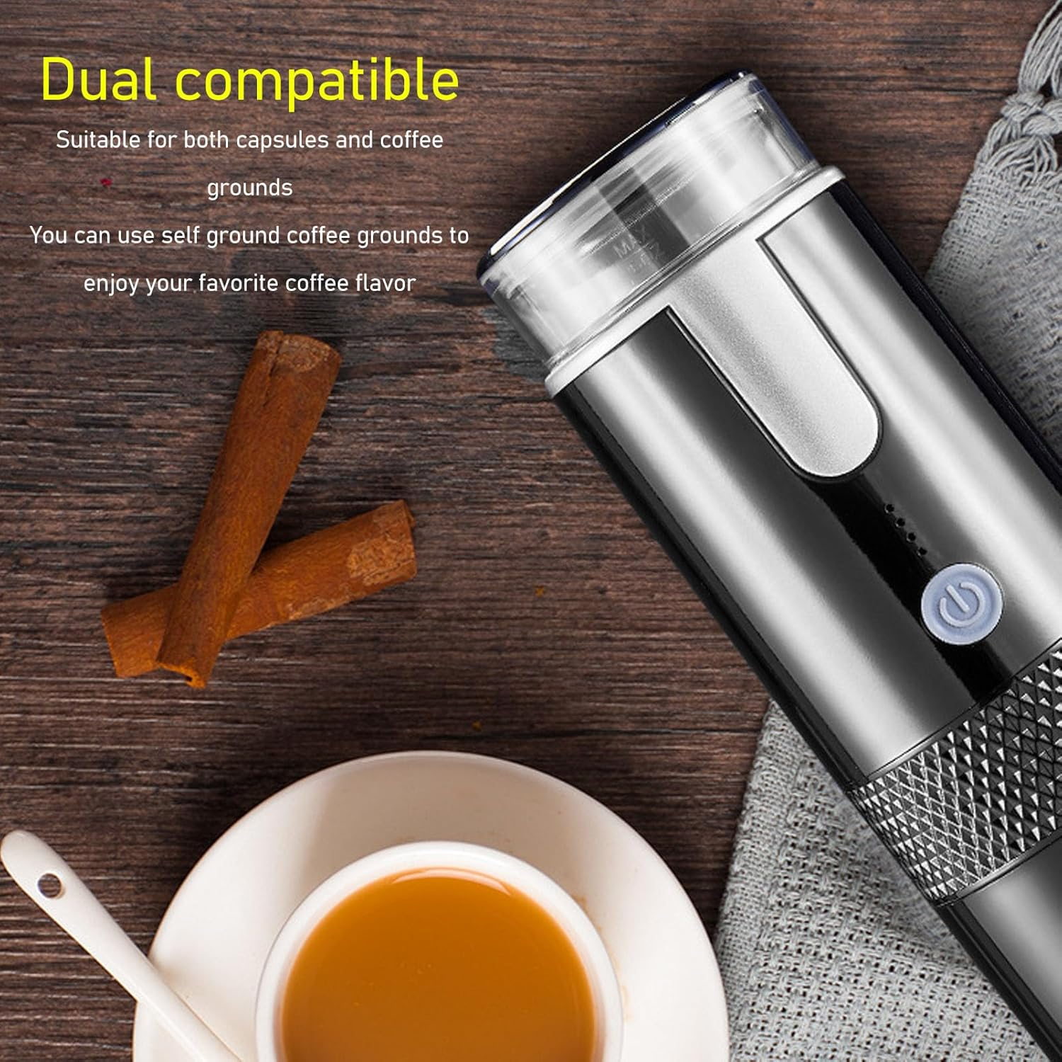 Portable Espresso Machine, Electric Mini Coffeemaker Machine, Compatible Coffee Capsules and Ground Coffee, Rechargeable Handheld Coffee Maker Machine for Car Travel Camping image number 2