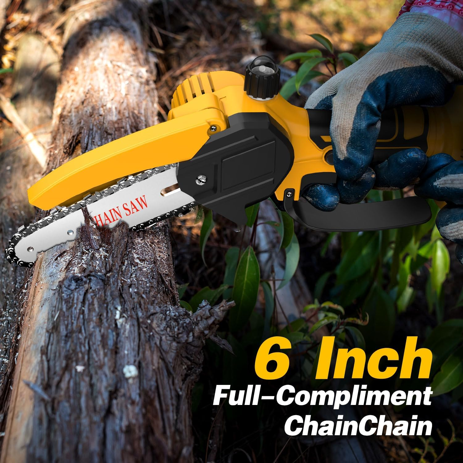 Cordless Pole Saw & Mini Chainsaw,2-In-1 6 Inch Electric Handheld Chain Saw with 2 * 2000Ma Batteries Powered Saw 5 Feet MAX for Trees Trimming Wood Cutting, Perfect for Men Dad Garden Tools image number 3
