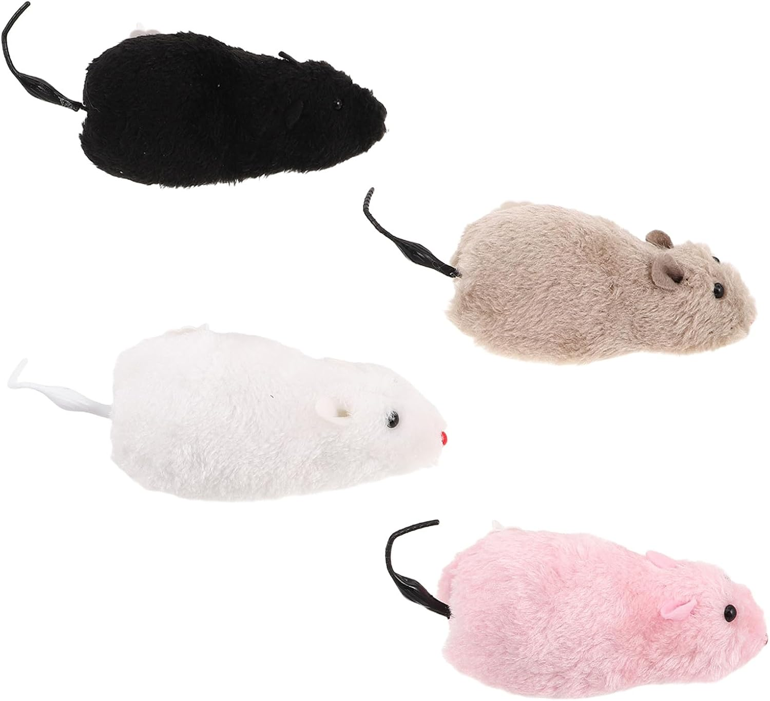 Balacoo 4Pcs Wind-Up Realistic Plush Mouse for Cats and Dogs Lifelike Furry Pet Rat with Rotating Tails Indoor Interactive Kitten Rat Playthings for Entertainment and Party Pranks image number 4