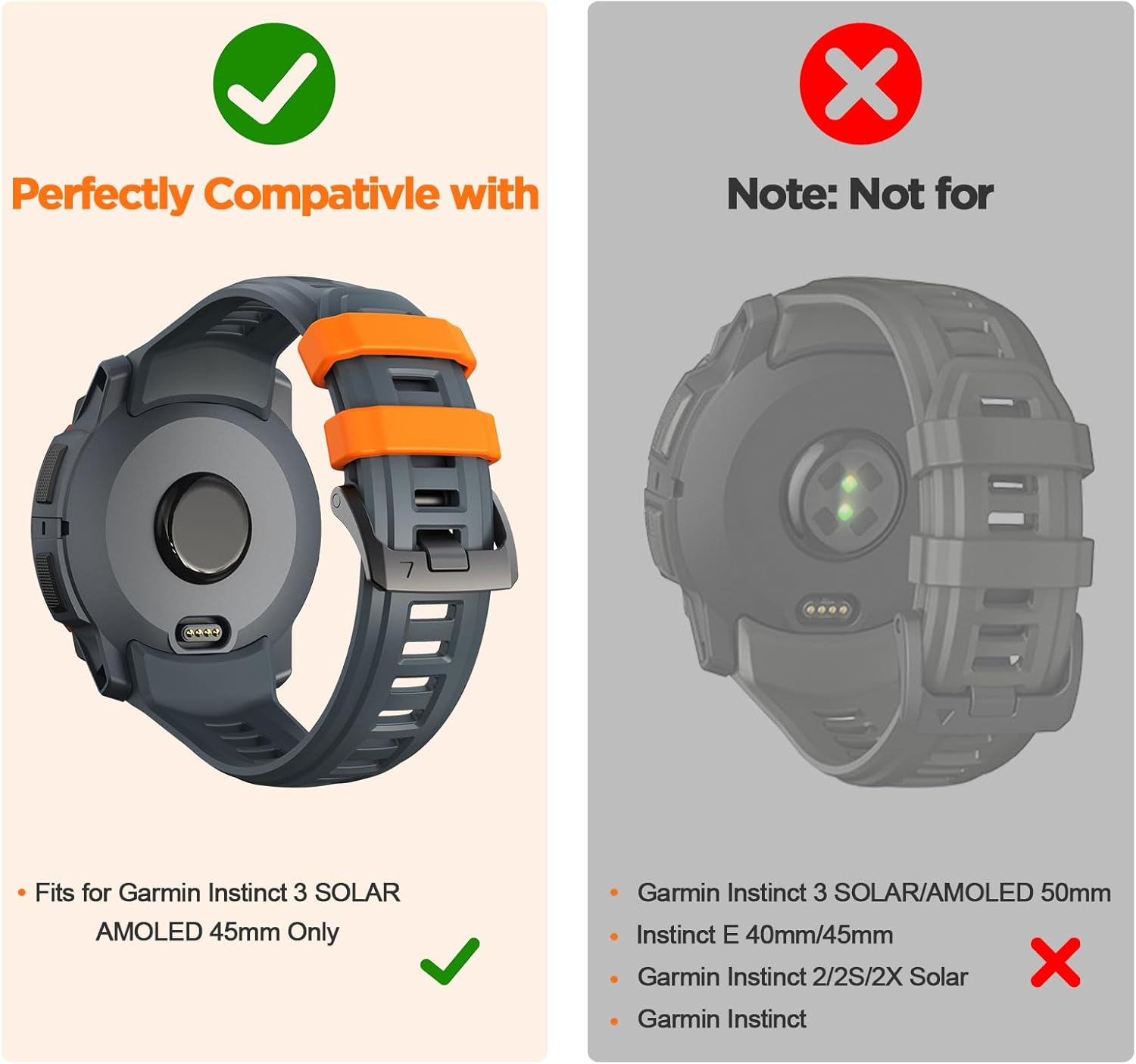 ZZMY Compatible with Garmin Instinct 3 45 Mm Watch Strap Silicone Sport Replacement Strap for Instinct3 Solar 45 Mm Wristband/Instinct 3 Amoled 45 Mm Band with Stainless Steel Buckle - Black image number 5