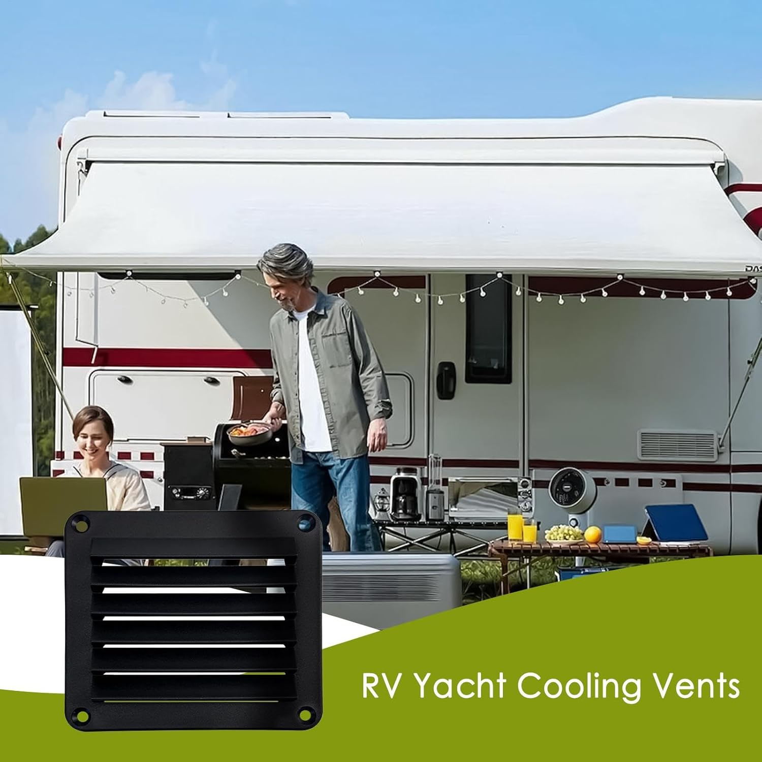 Louvered Boat Vents, Outlet Grille Ventilation, Square Air Vent for Boats, Nylon, Optimal Heat Dissipation for Marine Uses and Caravans