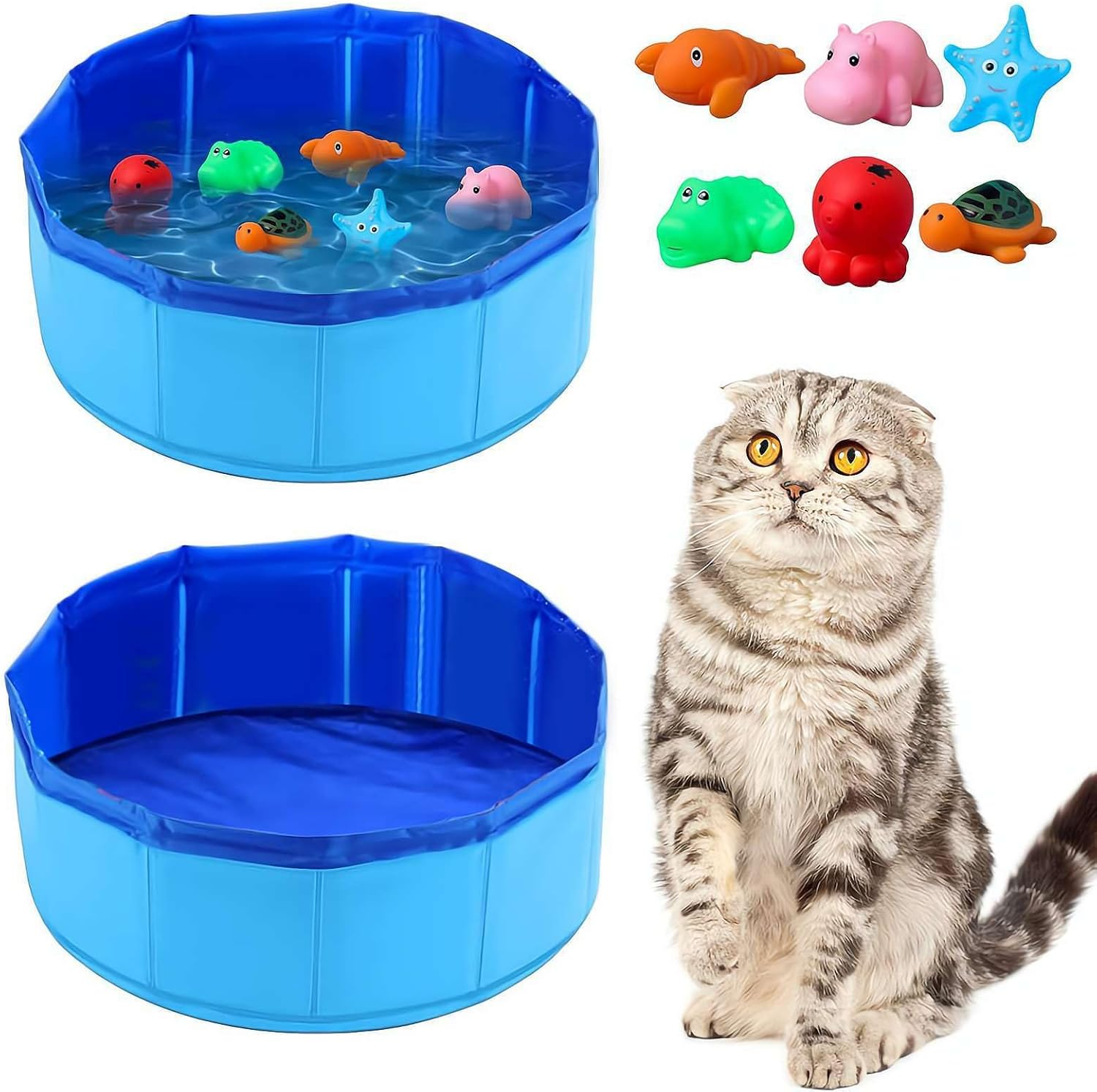 Cat Pool Toy with 6 Fish, Cat Water Toy for Indoor Cats, Interactive Cat Toys for Bored Cats, Foldable and Portable Kitten Toy image number 6