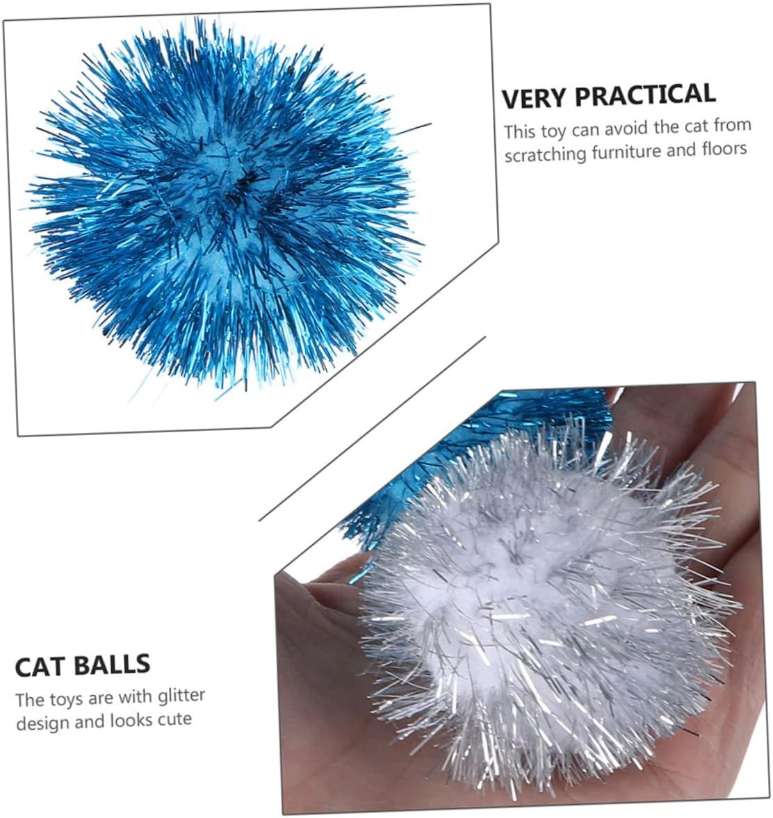Abaodam 20Pcs Sparkle Ball Cat Toy Funny Cat Toys Interactive Playthings for Pet Supplies for Enrichment Playtime image number 5