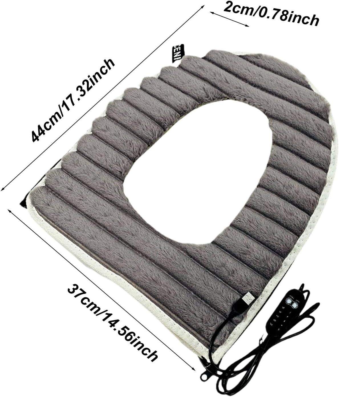 USB Heated Toilet Seat Cover | USB Powered Toilet Seat Cover | Soft Electric Heated Toilet Seat Cover, USB Powered Toilet Seat Warmer with Adjustable Temperature - Gray image number 2