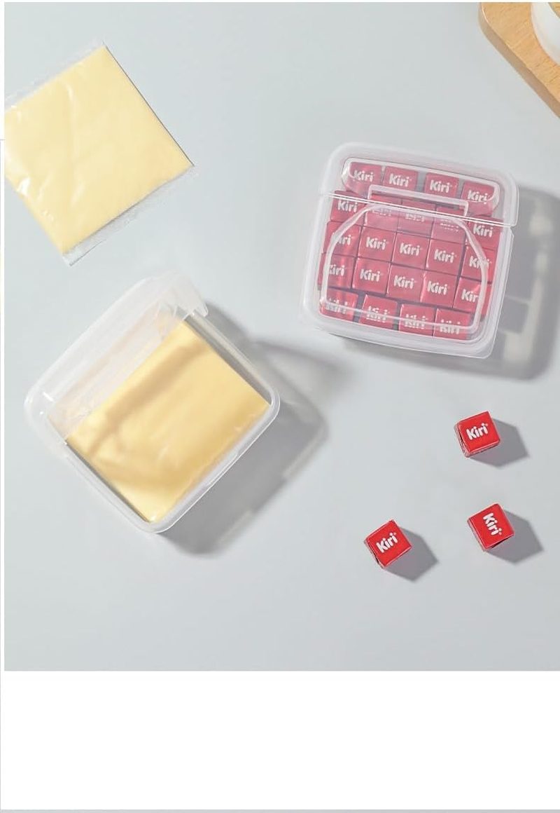 4 PCS Cheese Storage Containers with Flip Lids, Sliced Cheese Container for Fridge, Clear Plastic Butter Block Cheese Slice Storage Box Portable Freezer Food Storage Containers image number 4