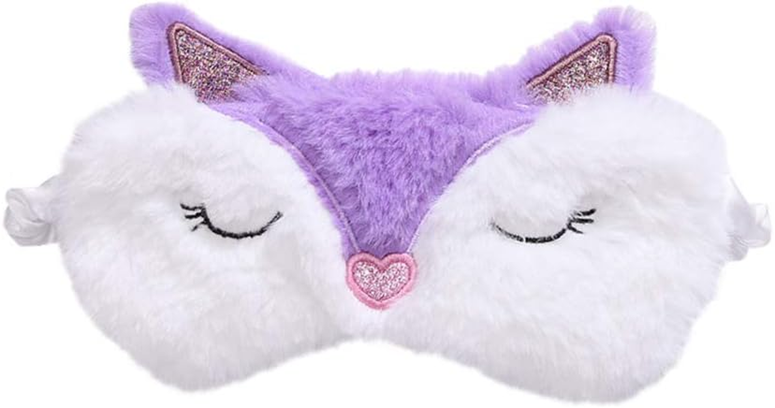 Cute Animal Sleeping Mask Soft Plush Eye Mask Blindfold Cover for Kids Girls Women Home Sleeping Traveling (Colorful Cat)