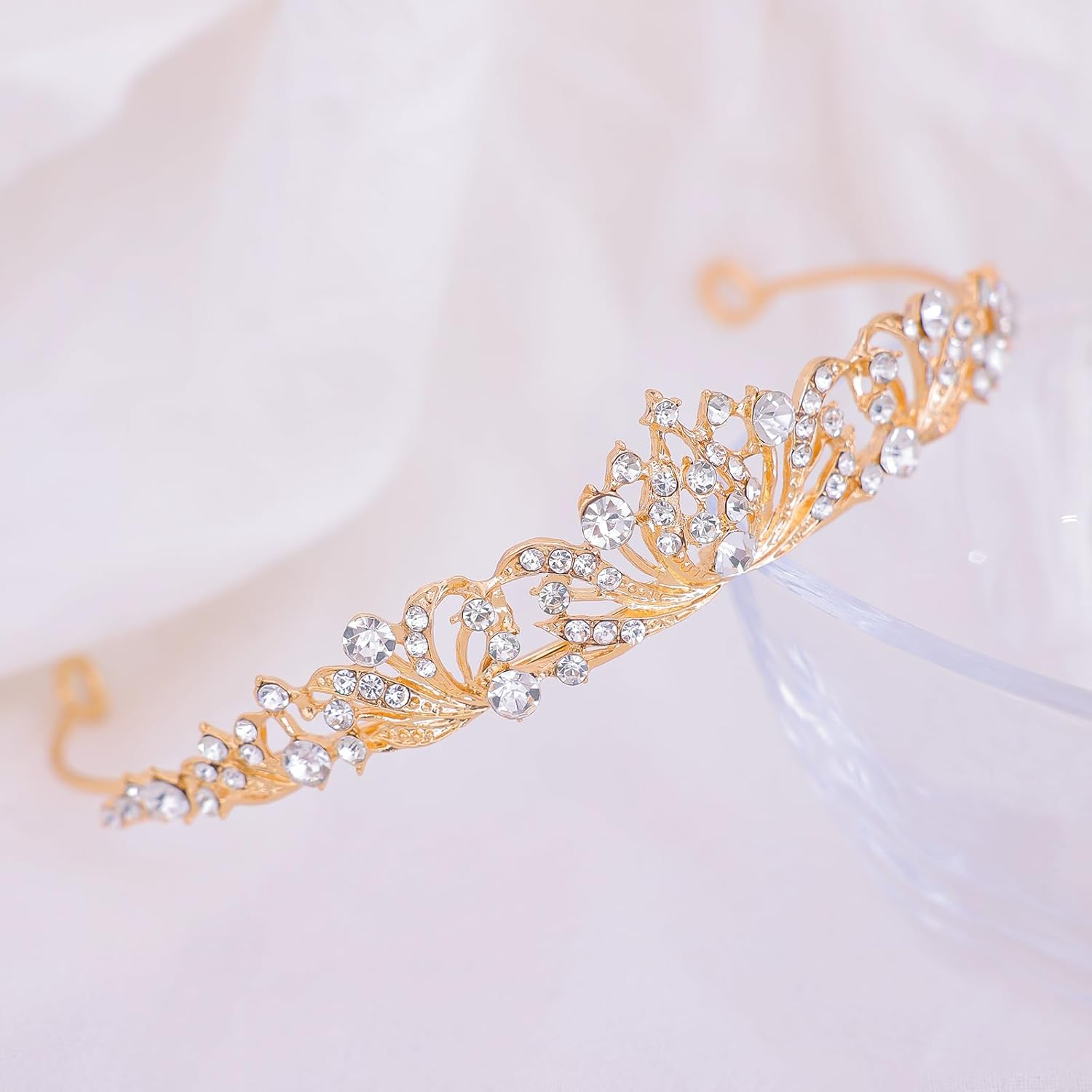 Feltent Tiara Crown for Women Wedding Tiaras for Bride Princess Crowns and Tiaras for Girl Rhinestone Crowns for Birthday Halloween Cosplay Christmas Party Prom Gifts - Gold image number 3