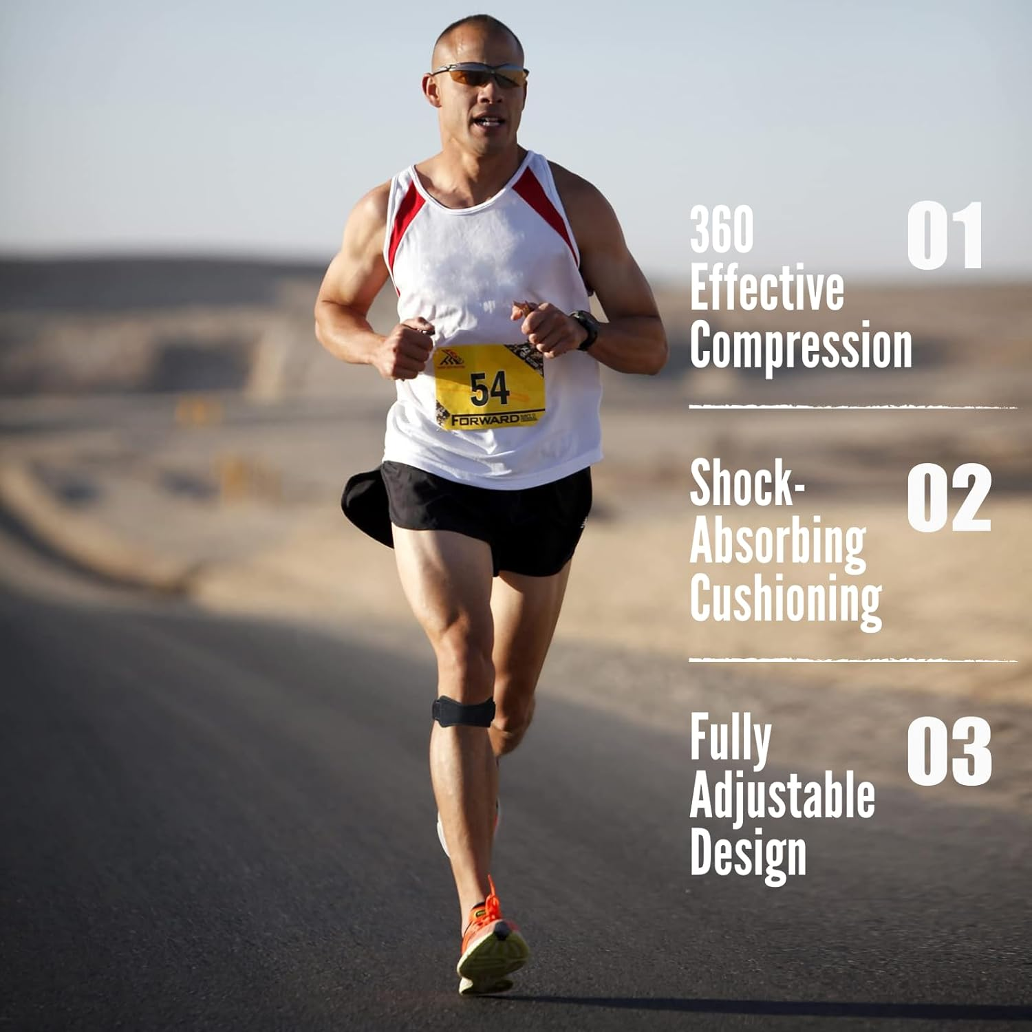 Patella Tendon Knee Strap 2 Pack, Knee Pain Relief Support Brace, JOMWEN Adjustable Brace for Jumpers Knee, Working Out, Weightlifting, Squats, Running, Tennis Basketball, Hiking image number 4