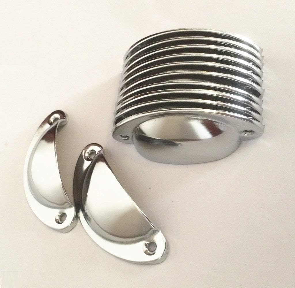 12Pcs Shell Cup Handles Chrome Iron Half Moon Vintage Cupboard Door Drawer Cabinet Cupped Handles Pull Knobs 8.1Cmx3.2Cm with Screws (Silver) image number 5