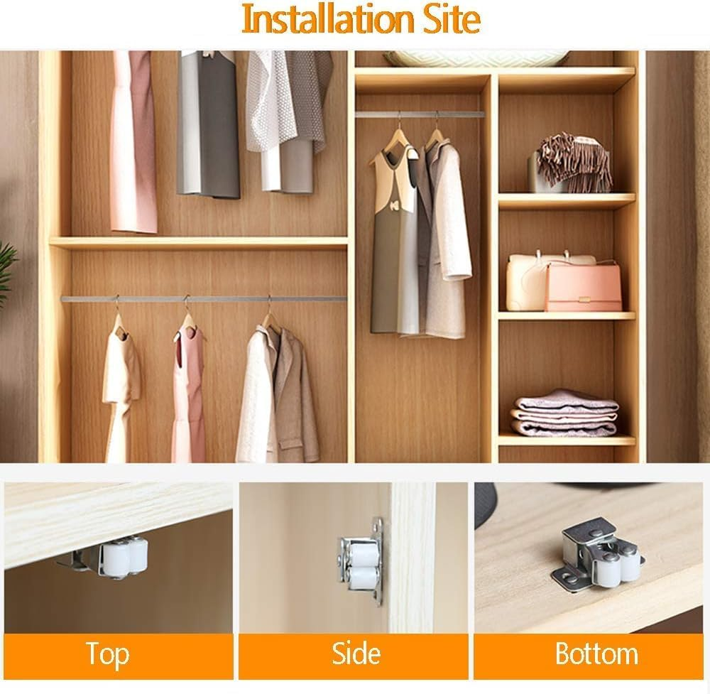 Double Roller Catch Cabinet Latch,20Pcs Hardware Roller Catch Brown Antique Copper Catch Door Latch with Screws,Door Roller Catches, Bronzed Twin Cupboard Latch Cabinet Door Catches with Screws image number 4