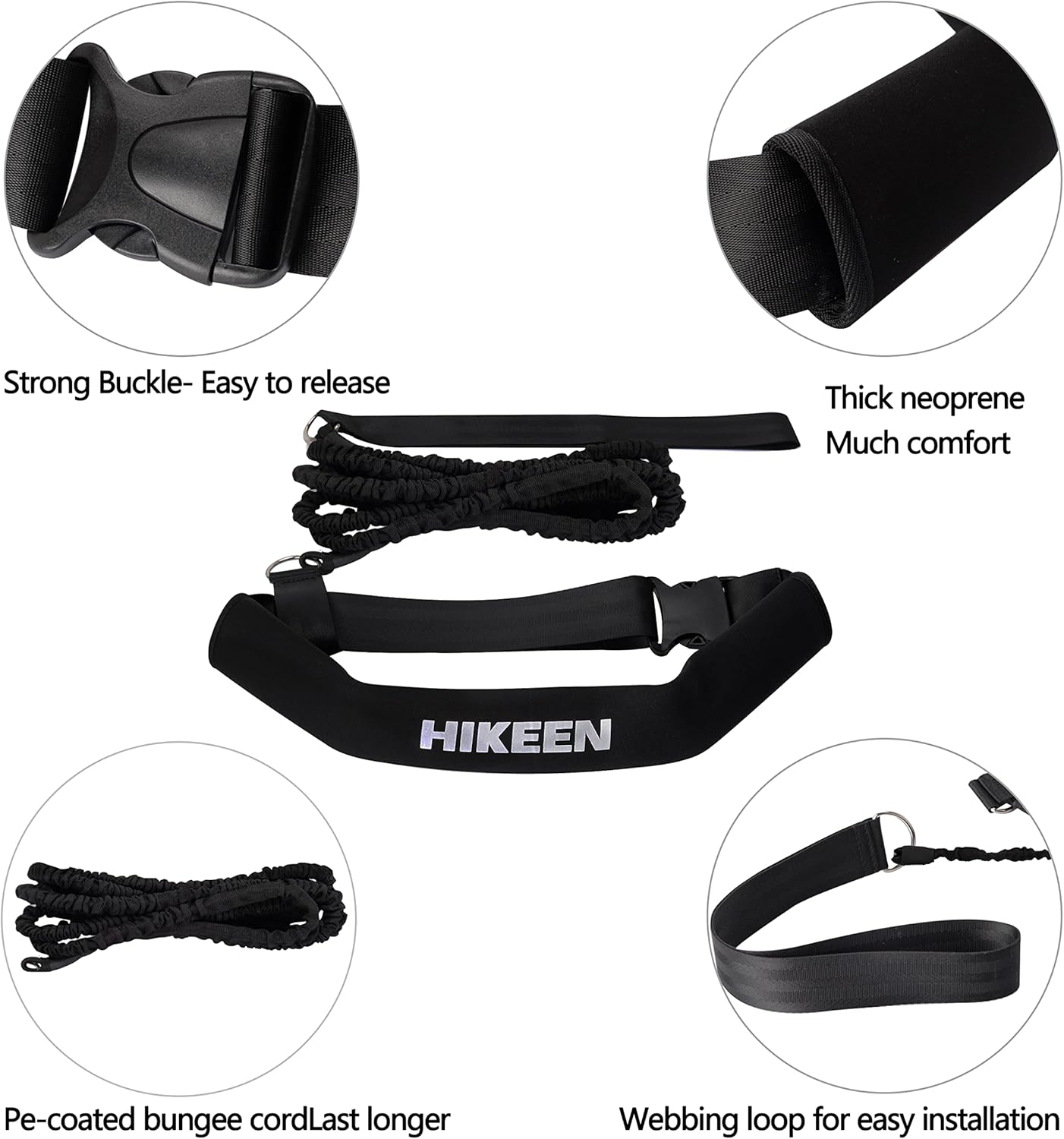 Hikeen Swimming Training Belt, Swimming Tether Swim in Place Harness Stationary Swimming Aquatic Resistance Belt image number 1