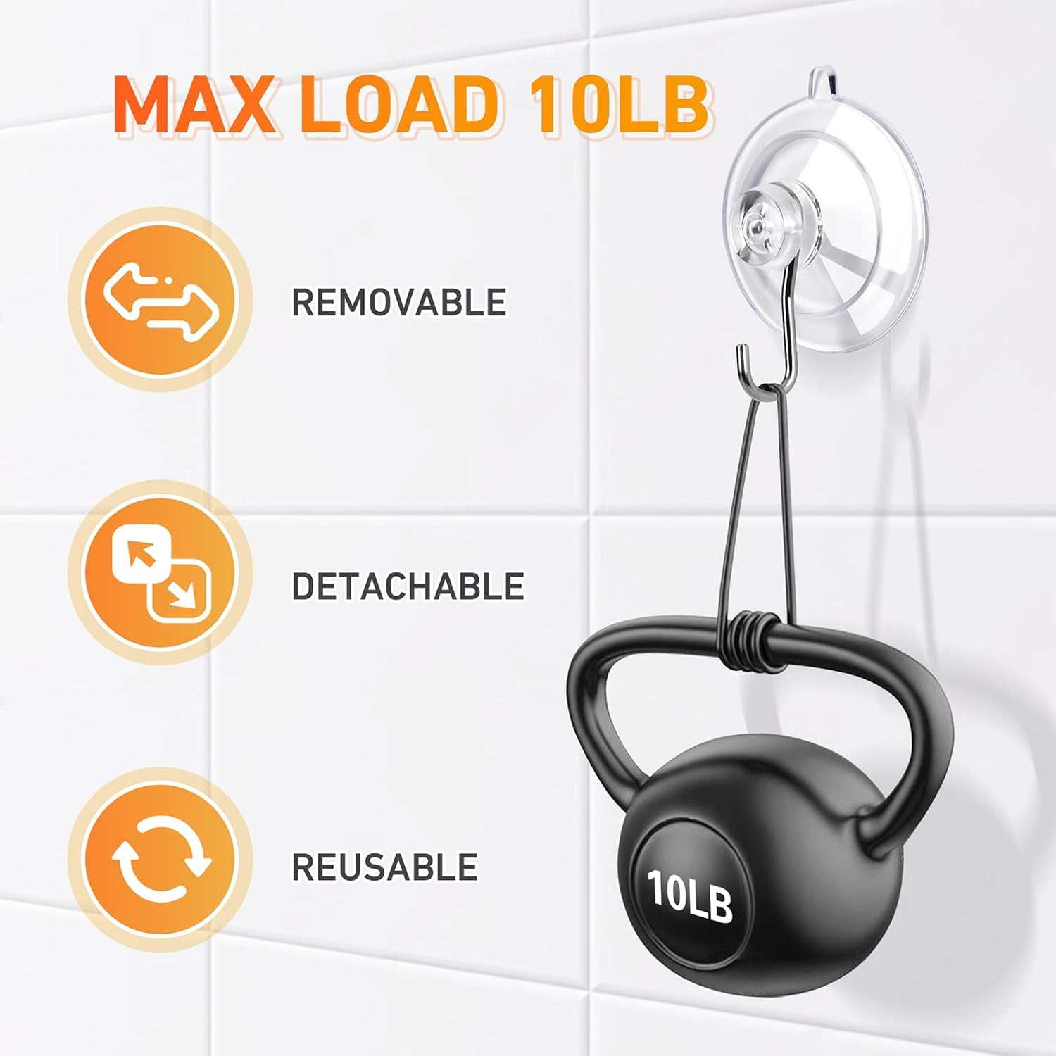 KORCCI Suction Cup Hooks 12Pack - Max Load 10LB, 1.77Inch Clear Small Suction Cups, No Trace, Reusable & Removable, Stainless Steel Hooks, for Tile, Glass, Window, Shower, Kitchen, Bathroom