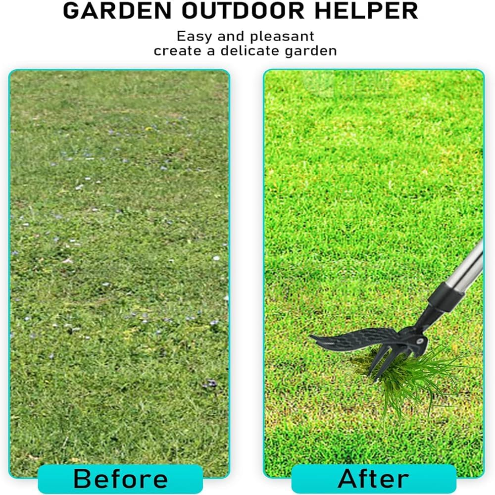 Weed Removal Tool Weed Puller Tool 39.3 Inch Stand up Weed Puller Heavy Duty Long Handle Garden Weeding Tool with 4 Claws Easily Remove Weeds without Bending Pulling or Kneeling image number 3