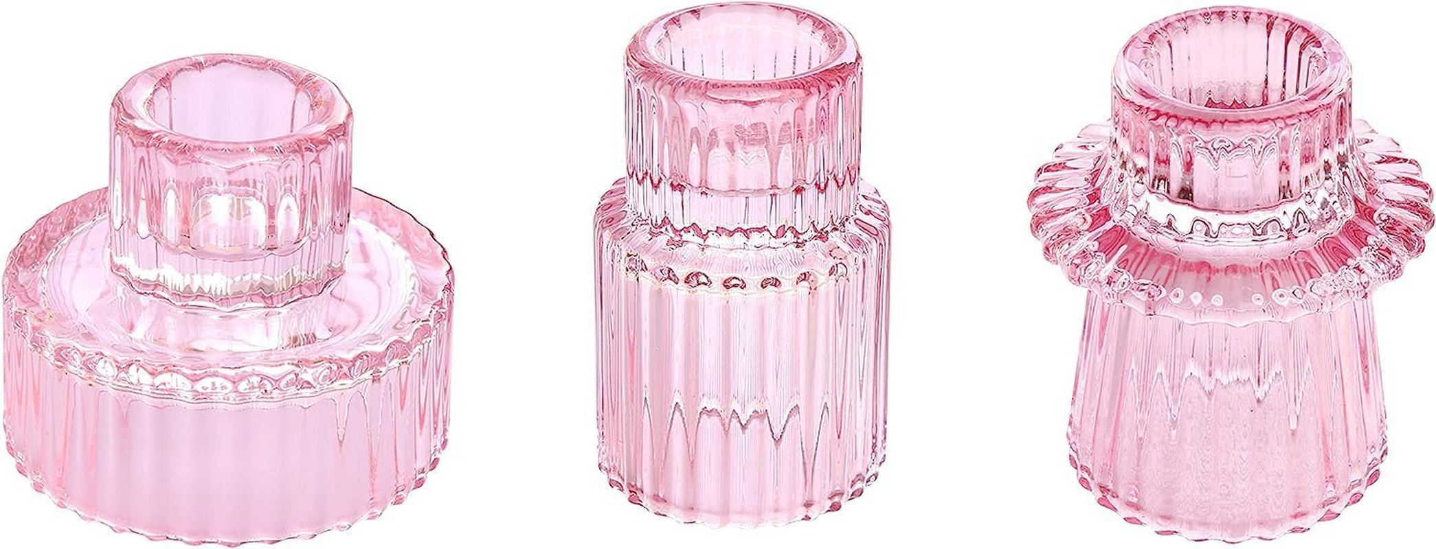 Maxblaster Amber Glass Candle Holder, 3Pcs Conical Glass Candle Holders for Taper Candle Stand, Elegant Dinner Party Decorations, Candlestick Holders for Wedding, Festival, Dinning&Party