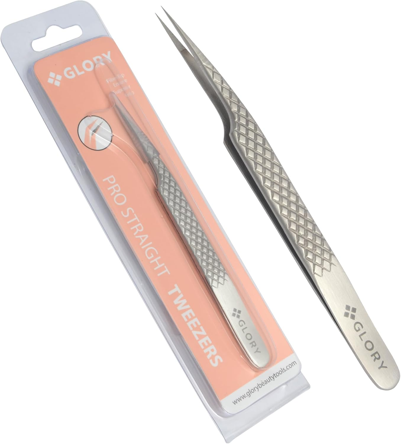 Precision Fiber Tips Perfect Tweezers for Isolation and Classic Eyelash Extensions, Stainless Steel Pro Straight Tip Anti-Slip Anti-Static Diamond Grip Eyelash Tweezers image number 2