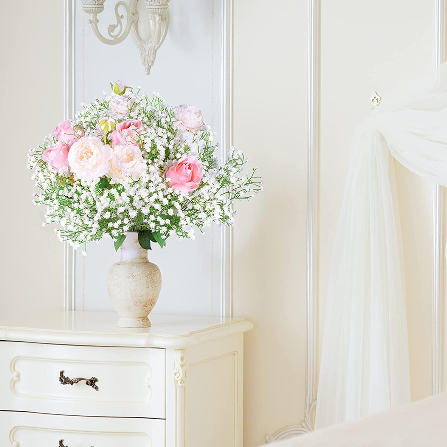 PENGQIMM Babys Breath Artificial Flowers,6 Bundles Fake Flowers Faux Flowers Red Real Touch Faux Gypsophila Bouquet Fake Silk Plants Decor for Home Wedding Bouquets Floral Arrangement (White) - Red image number 4