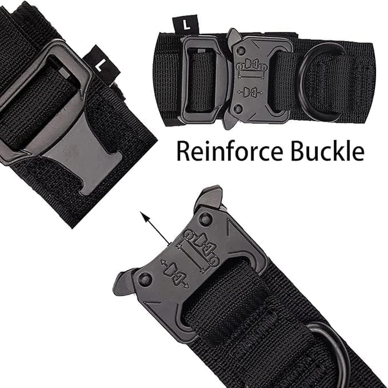 Tactical Dog Collar Military Training Adjustable Nylon Dog Collar with Control Handle and Quick Release Heavy Metal Buckle for Medium and Large Dogs (Black) - Khaki image number 5