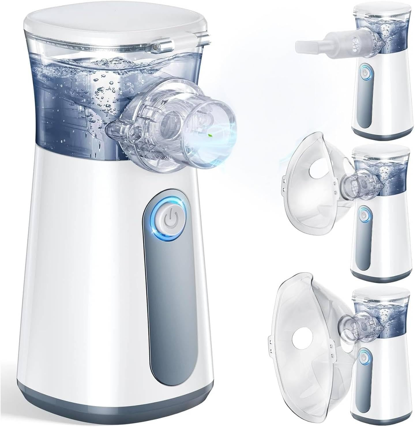 Portable Mesh Ne-Bulizer Machine for Kids Adults - Rechargeable Mini Spray Ne-Buliser Handheld Machine Silent Efficient Atomization for Home & Travel Use (White) image number 1