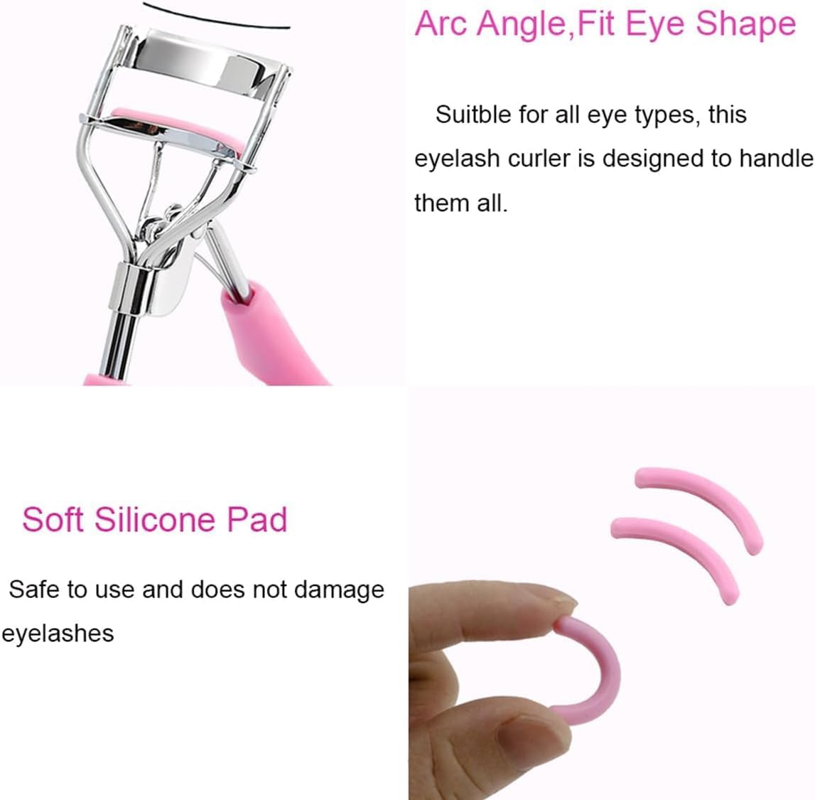 Eyelash Curler - Ergonomic Design for All Eye Shapes, Precision Curl Control, Superior Long- Lasting Curl, Gentle on Lashes, Includes 4PCS Silicone Replacement Pads, Easy to Use (Black) image number 1