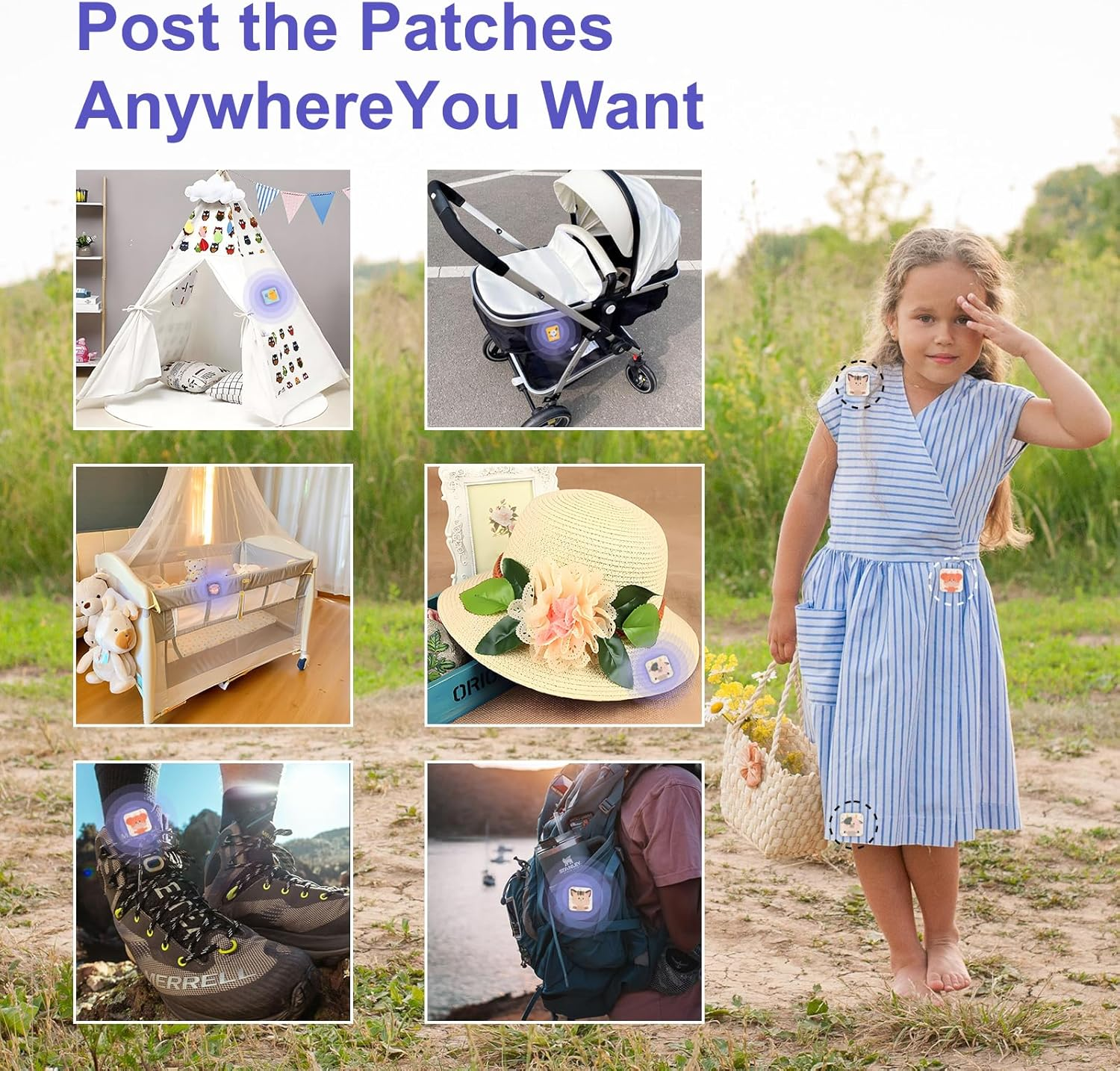 HAIKEYJO 144 PCS Mosquito Patches Stickers for All Family Members, All Natural Citronella Essential Oil, Ideal for Outdoors, Outer Space + Dinosaurs + Animals - Blue image number 5