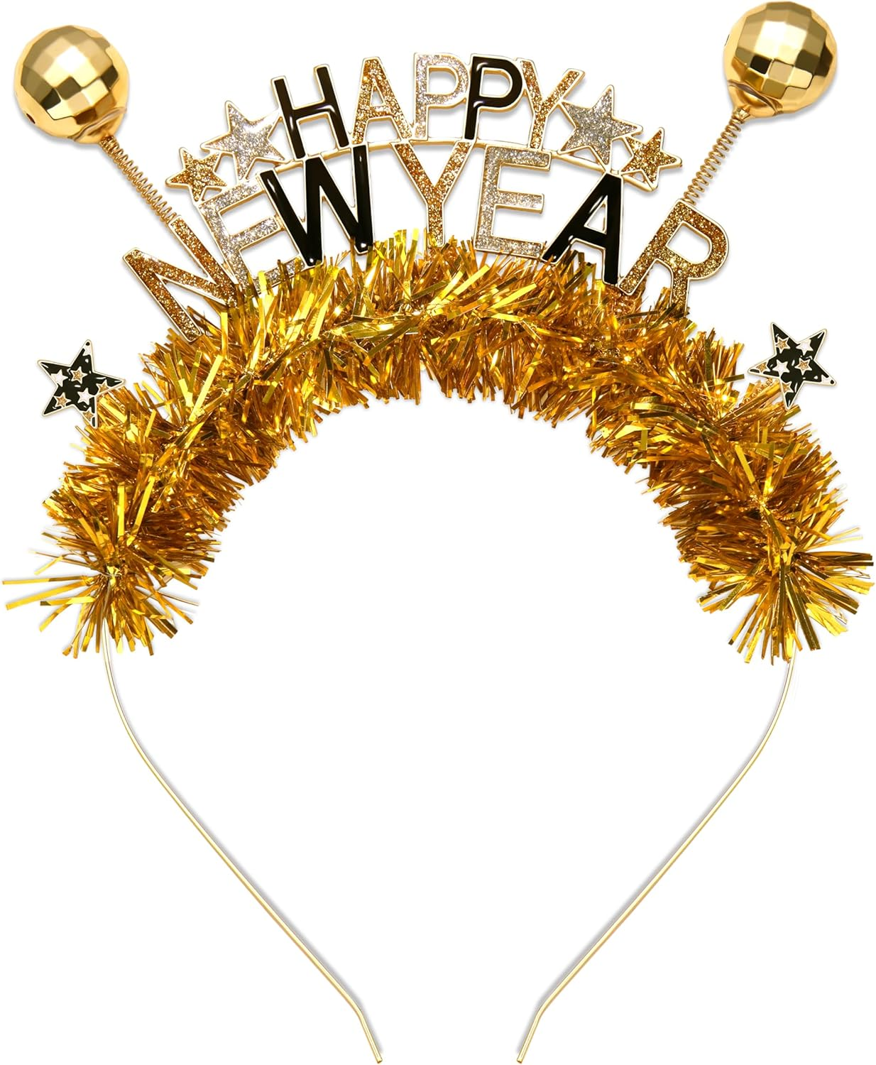 FAERLIIRY Happy New Year Headband 2024 New Years Headband for Women Girls Disco Ball Glitter Headpiece Holiday Headbands Hair Accessories New Year'S Eve Celebration Party Gifts (Happy New Year)