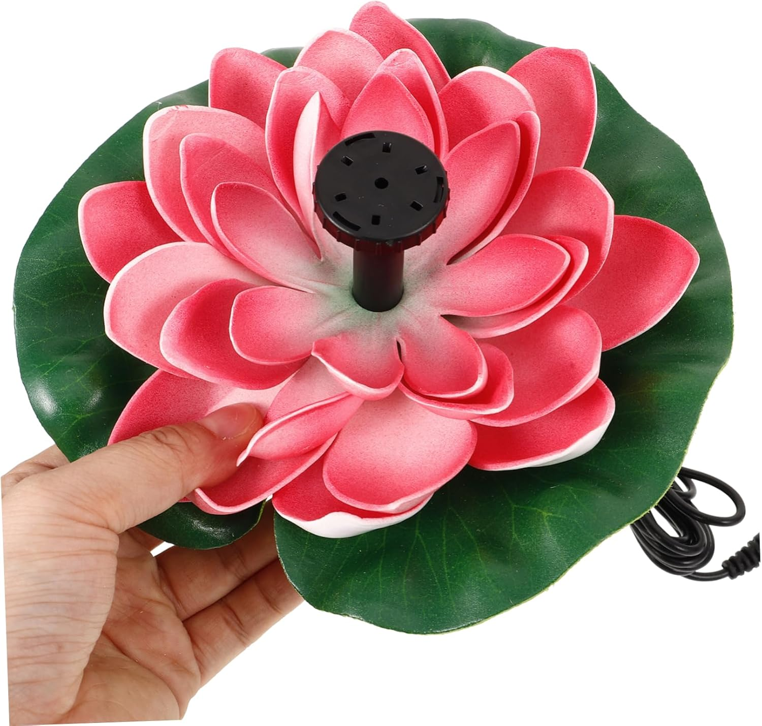 Balacoo Solar-Powered Floating Water Fountain Lotus Leaf Design Outdoor Garden Pond Decoration 7V 1.2W Cherry Red Flower Floating Pool Fountain for Landscape Water Features image number 1