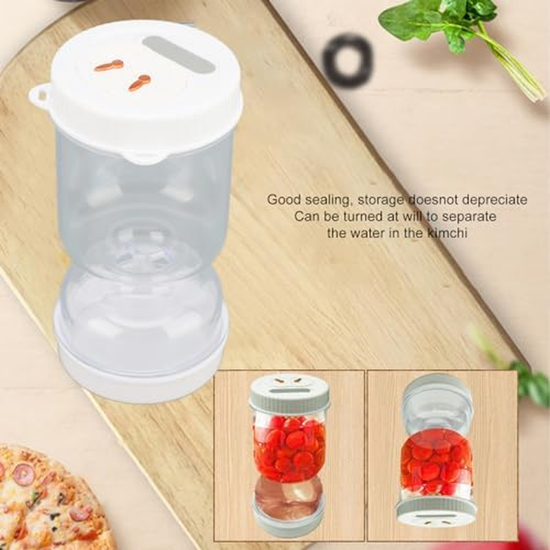 Bewinner 25Oz Pickle Jar with Strainer Flip, Olive Hourglass Pickle Container, Leakproof Dry Wet Separation Kimchi Containers for Gherkin Jalapeno image number 5