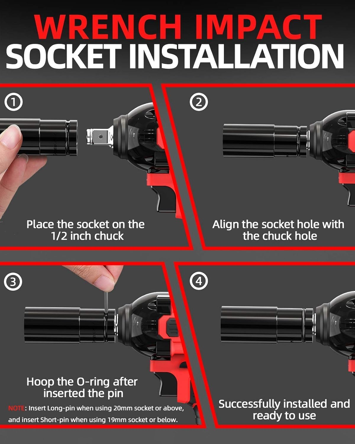 WAKYME 21V MAX Cordless Impact Wrench Kit, 1/2" Brushless Compact Wrench Power Tool Kit, TWO 4.0AH Li-Ion Battery, 7Pcs Driver Impact Sockets, Fast Charger, Belt Clip, Tool Box (250 Ft-Lb Torque) image number 1