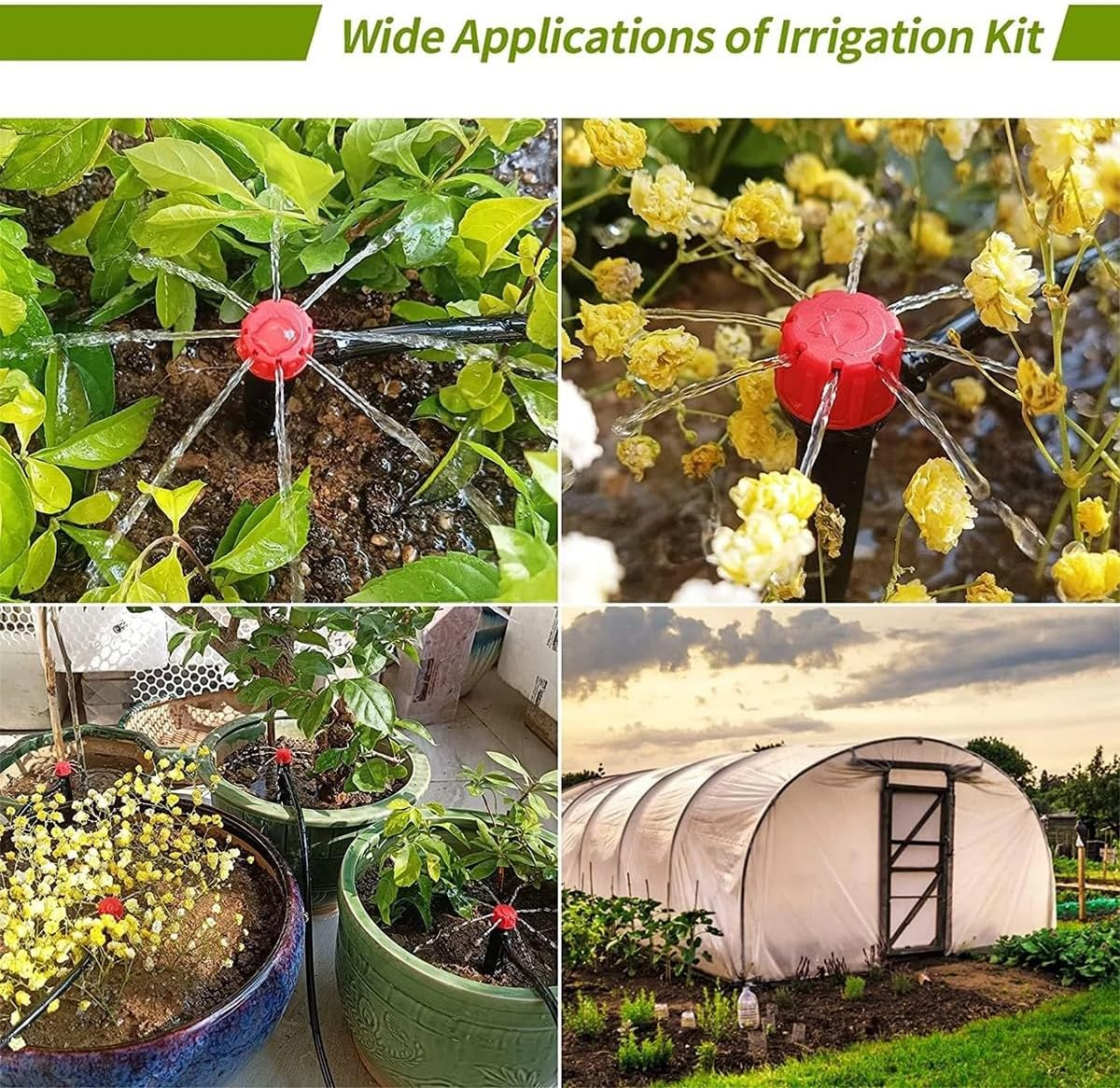 AIMALL Adjustable Dripper with Ground Stake, 360&deg; Eight-Hole Irrigation Head, Flow Control Watering Spike for 4/7 Pipe Garden Flower Bed 5.3In &ndash; 50PCS - Black image number 7