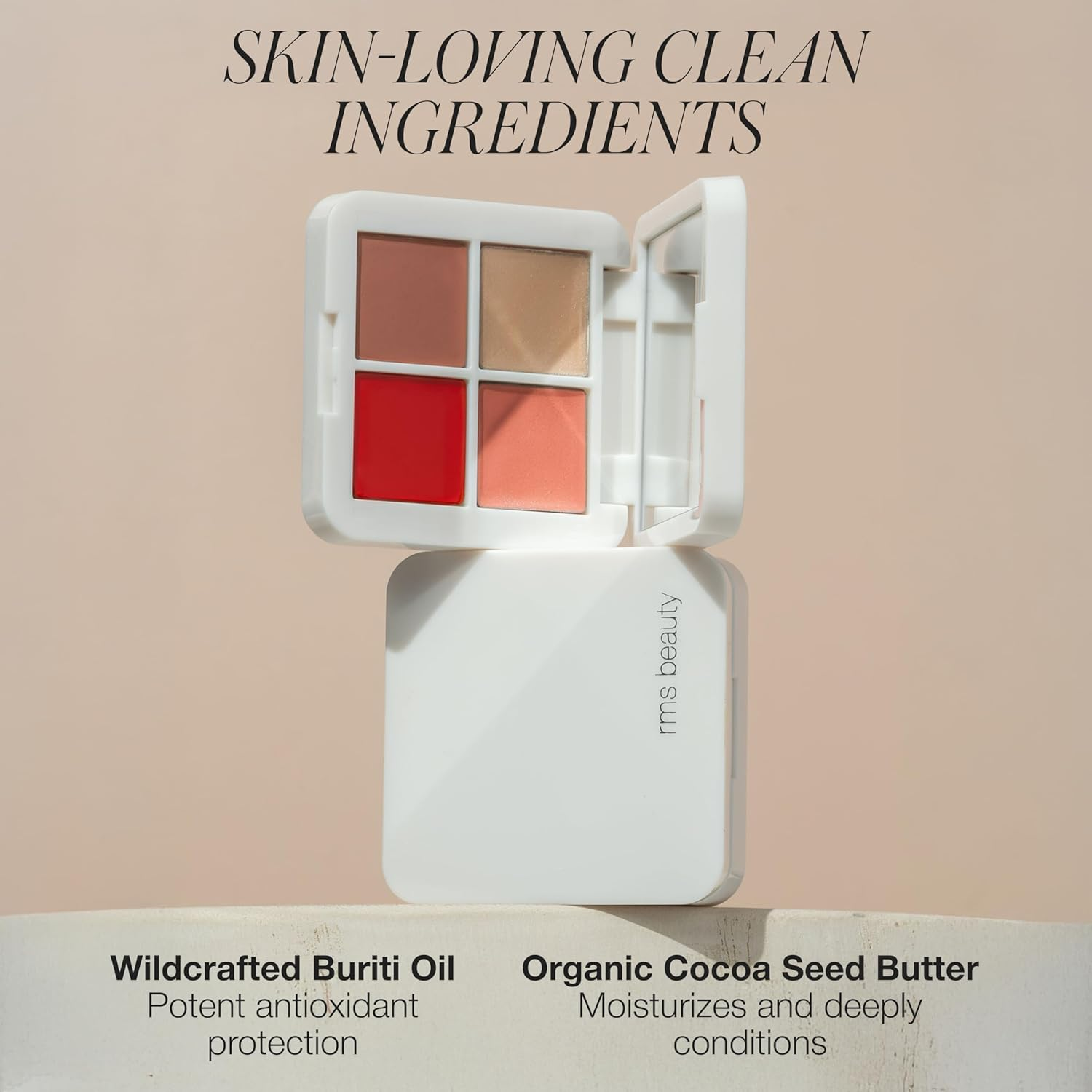 RMS Beauty Lip2Cheek Glow Quad Mini Palette - Travel-Friendly Lip, Cheek & Highlighter Set - Includes Three (3) Lip2Cheek Shades & Cream Luminizer (0.08 Oz) image number 6