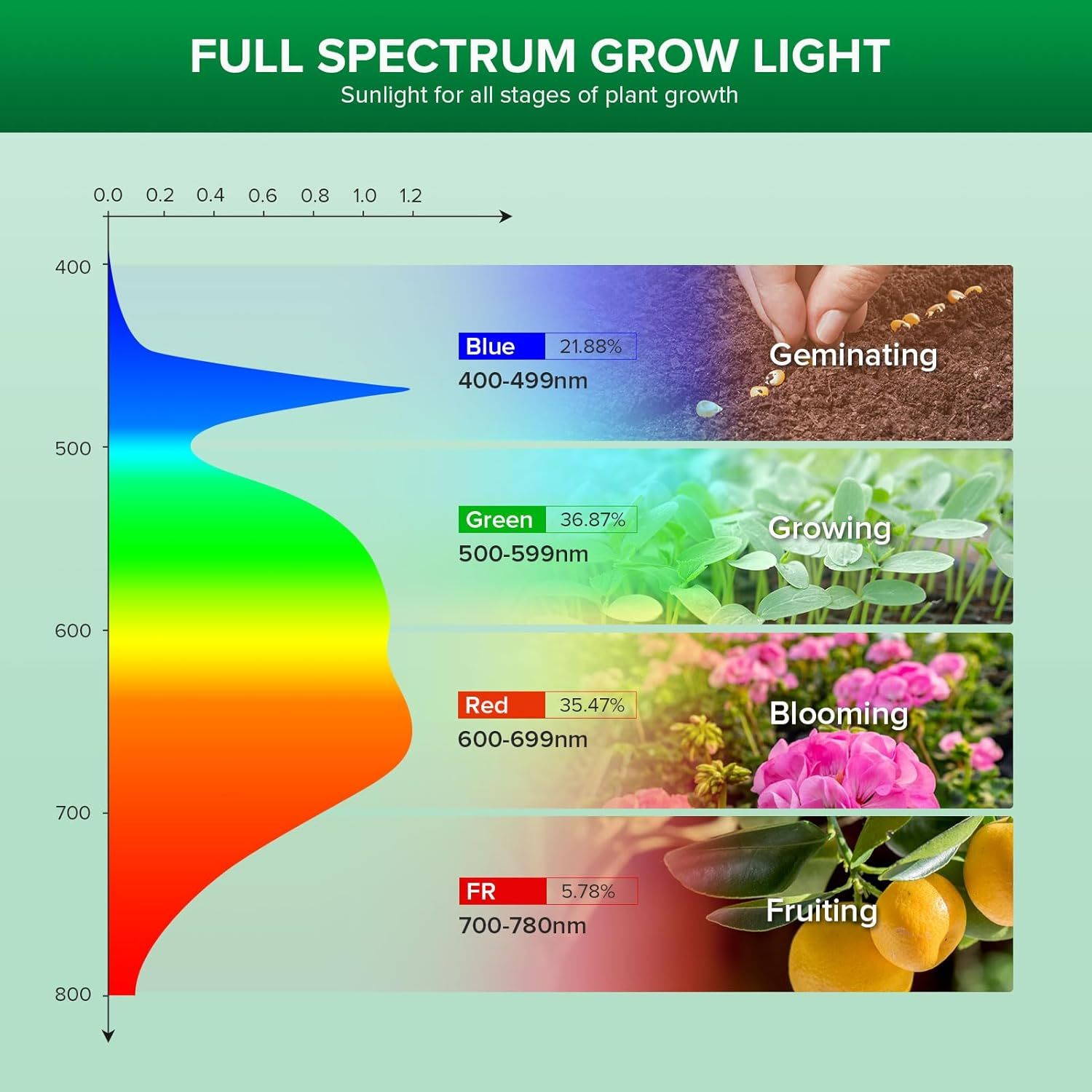 SANSI 10W LED Grow Light for Indoor Plants, 150W Equivalent Full Spectrum LED E27 Plant Grow Light Bulb with Frosted Lens (PPF: 16&Mu;mol/S, 120&deg; Beam Angle, Veg Coverage: 2X1 Sq Ft) image number 4