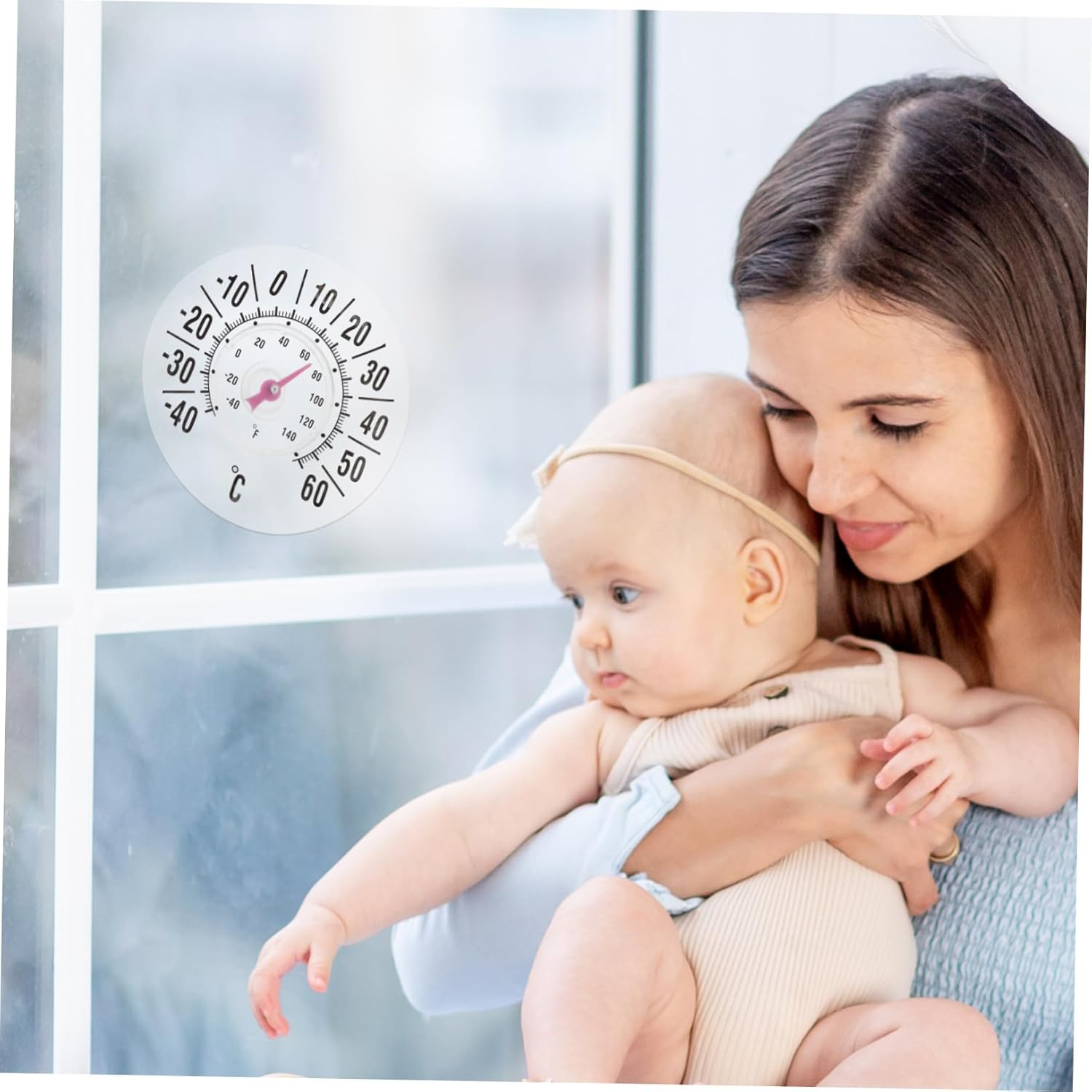 Mipcase Window Thermometer Suction Cup Indoor and Outdoor Temperature Gauge for Nursery and Home, High-Precision Analog Room Thermometer, Large Suction Pad for Easy Attachment image number 2