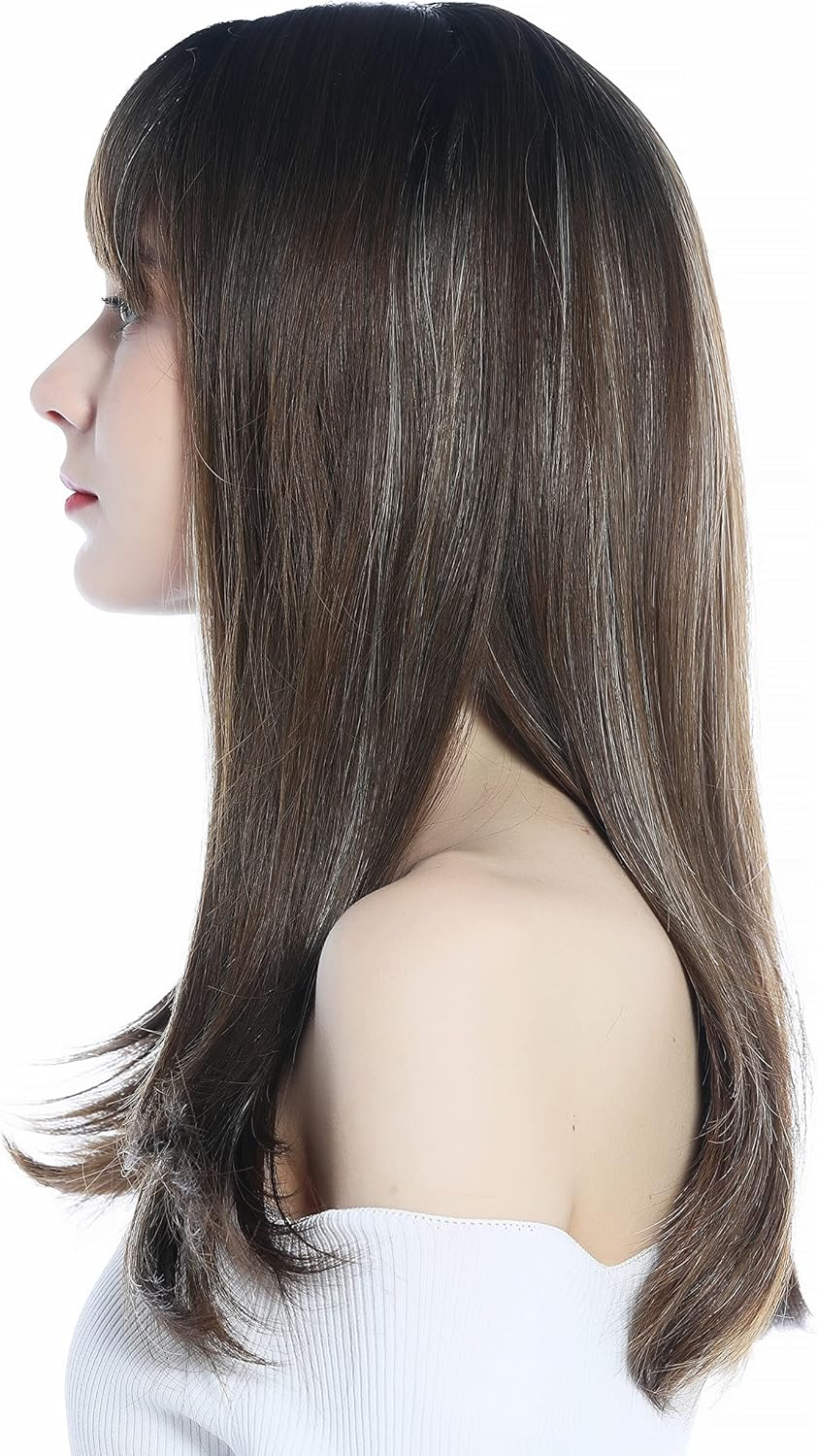 WIG ME up - LC252-8/27-18T/80 Women'S Wig Long Straight Fringe Brown Platinum Blonde Highlights image number 1