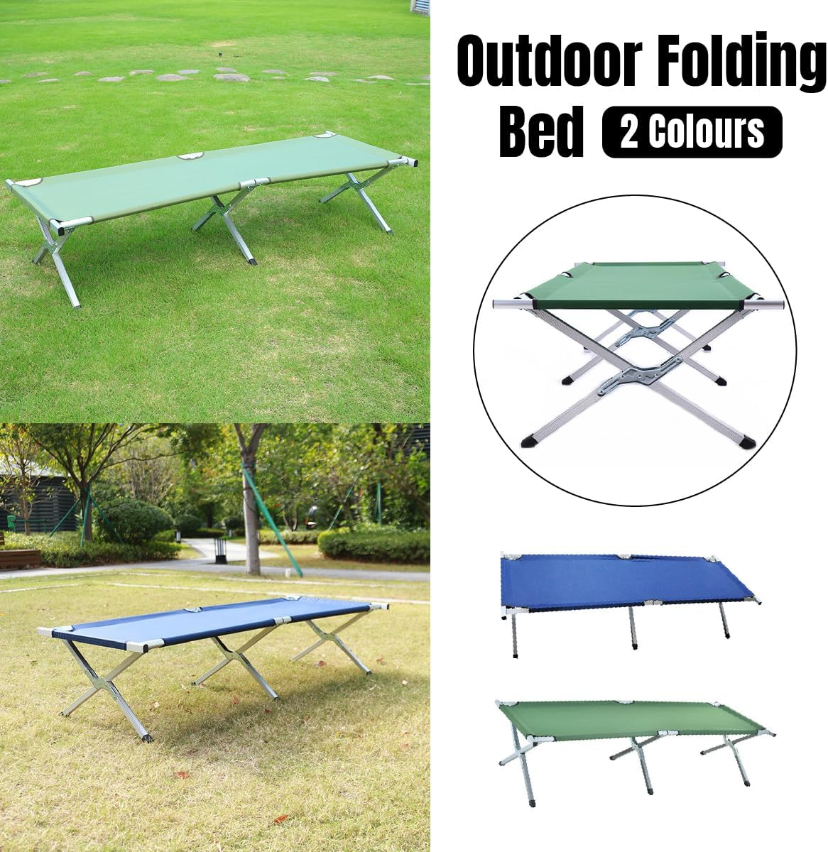 AIMALL Outdoor Folding Bed - Portable Aluminum Camp Bed, Ultra-Light Emergency Relief Bed for Camping, Lunch Breaks, and Outdoor Use - Outdoor-Folding-Bed-Blue image number 3