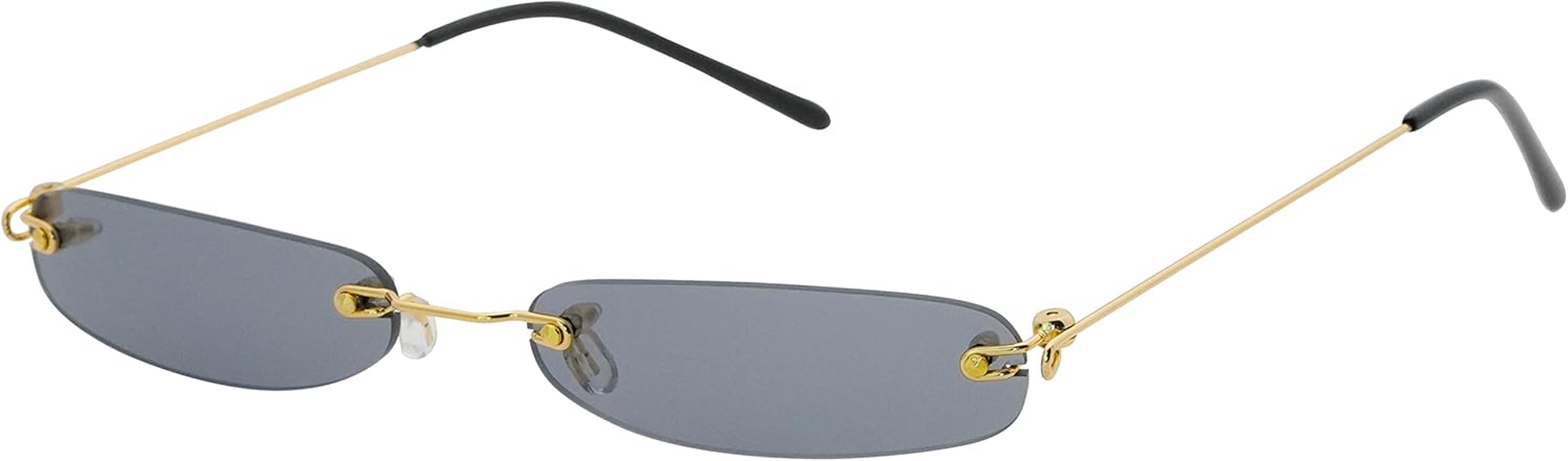 Retro Narrow Small Sunglasses Clear Colored Lens Fashion Rimless Rectangle Sunglasses