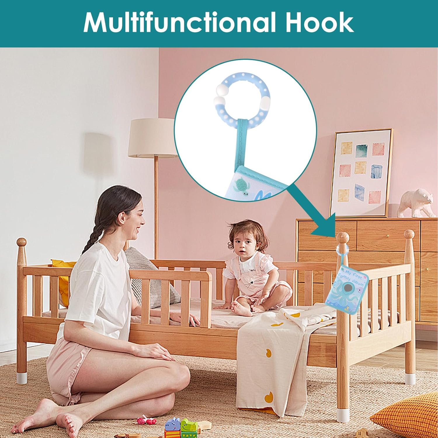 Commemorate Photo Album 4X6 Pictures with Hook, My First Family Memory Book, Soft Cloth Keepsake, Small Album Holder Book with 17 Pages Pocket for Family, Anniversary, Parents Gift (Octopus Pattern) image number 1