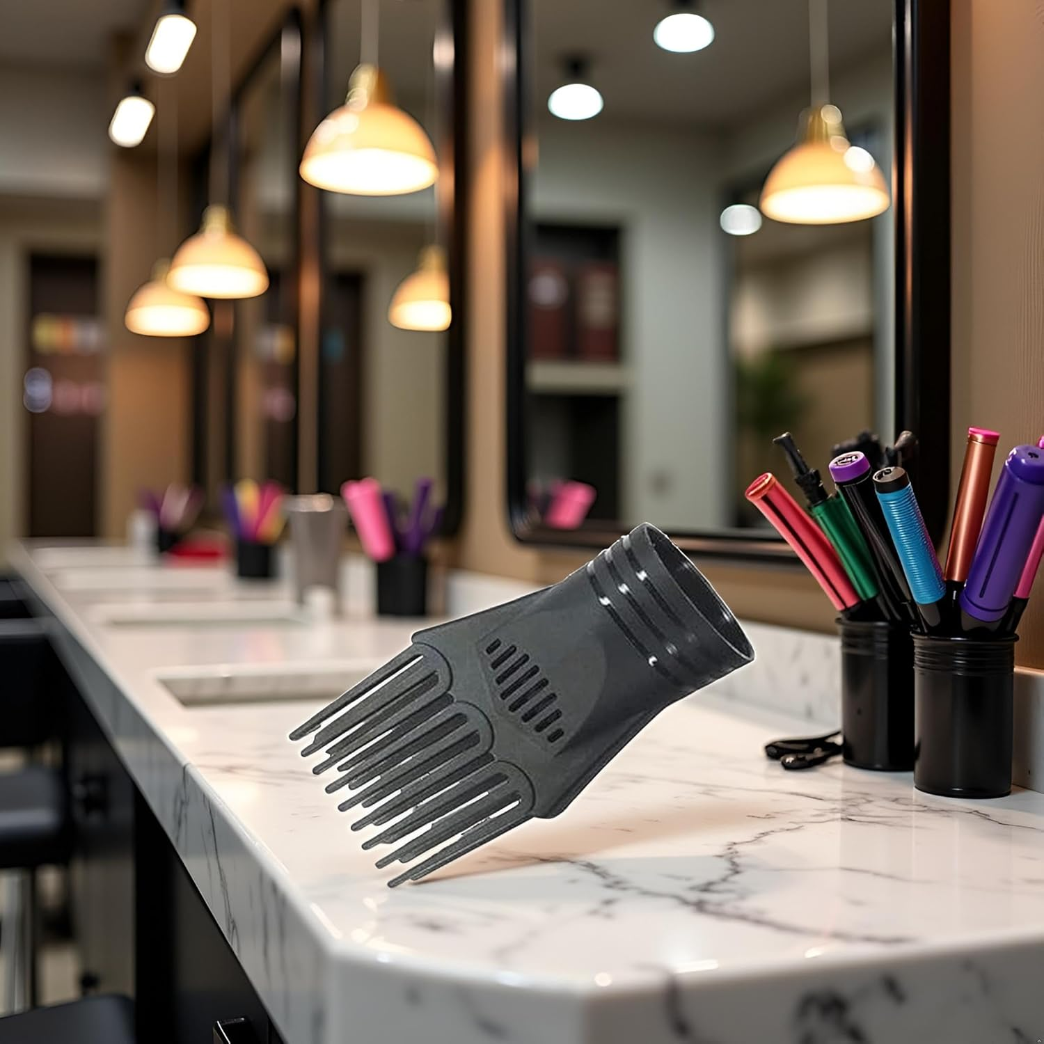 Black Universal Hair Styling Nozzle - Fashionable Blow Comb Attachment for Straightening,Detangling Fine,Curly,Natural Hair,Hair Dryers and Accessories,Hair Dryer Comb Attachments