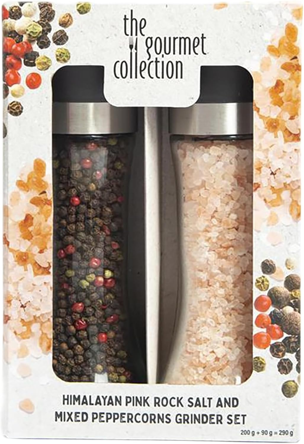 The Gourmet Collection Salt and Pepper Twin Pack Seasoning &ndash; 200G Salt & 90G Pepper, Refillable Spice Grinders for Cooking, BBQ Seasoning & Kitchen Use image number 3